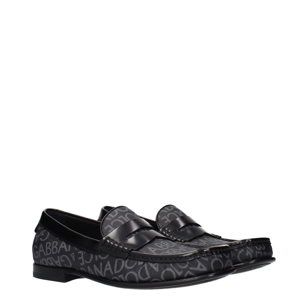Dolce & Gabbana Black Fabric Slip-On Men's Loafers