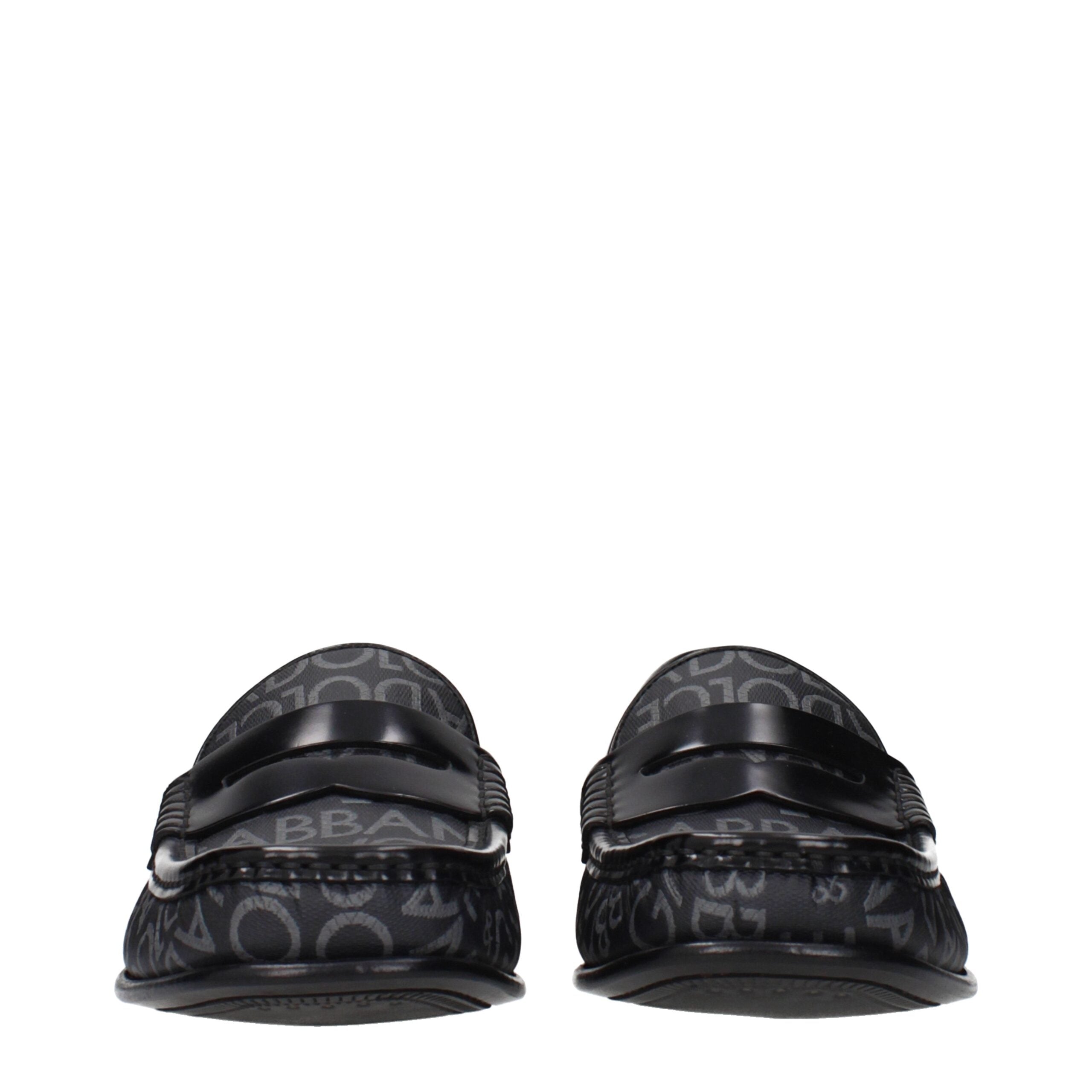 Dolce & Gabbana Black Fabric Slip-On Men's Loafers