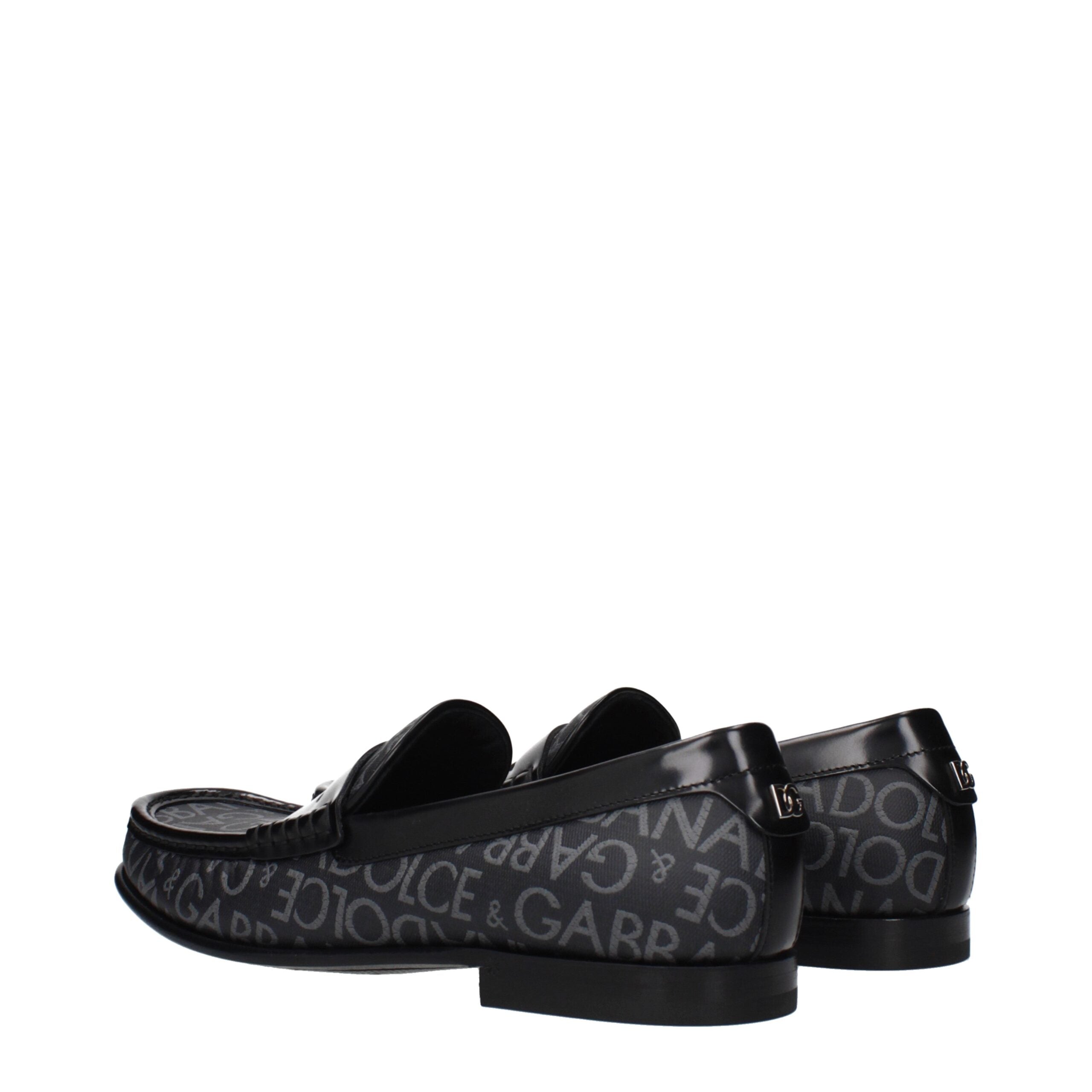Dolce & Gabbana Black Fabric Slip-On Men's Loafers