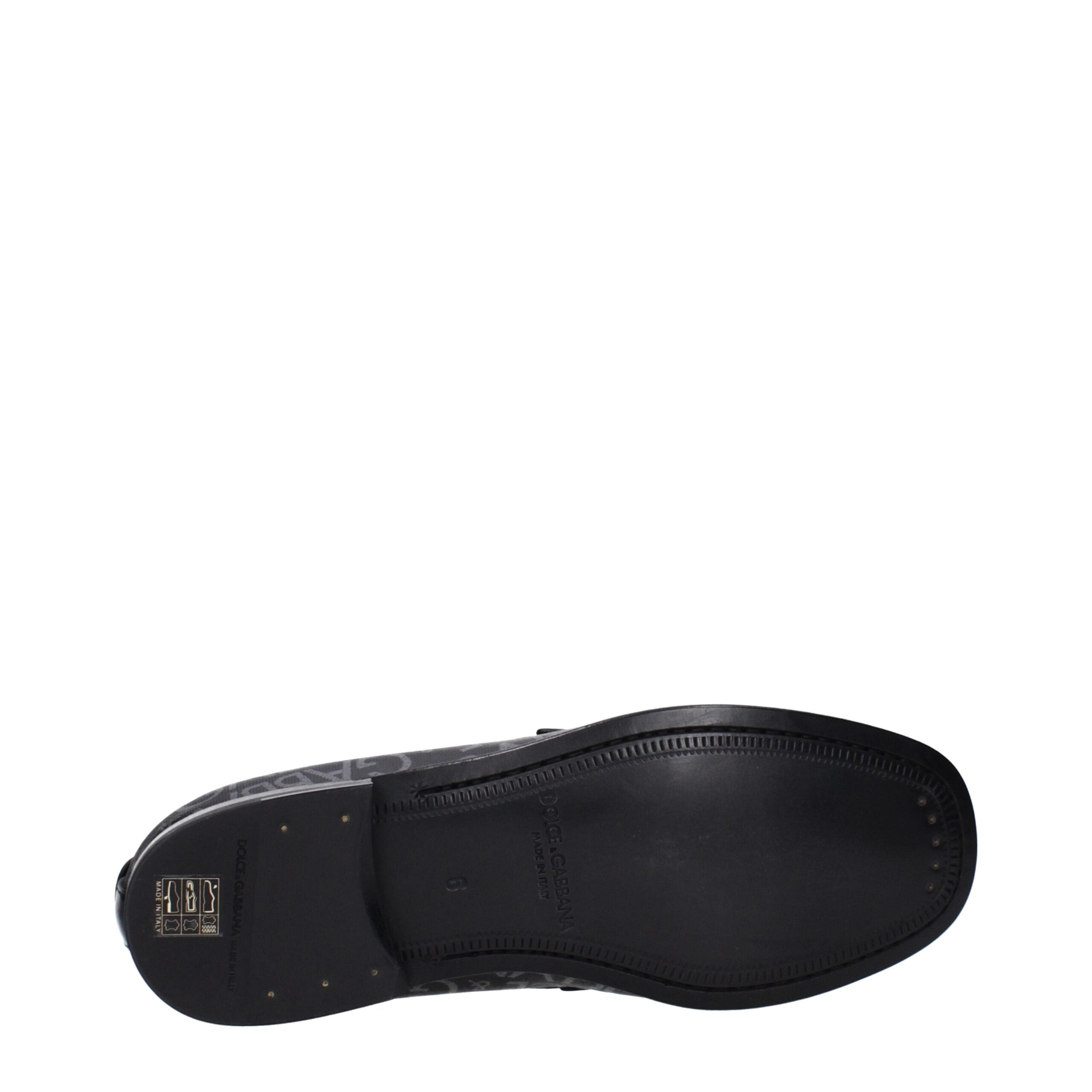 Dolce & Gabbana Black Fabric Slip-On Men's Loafers