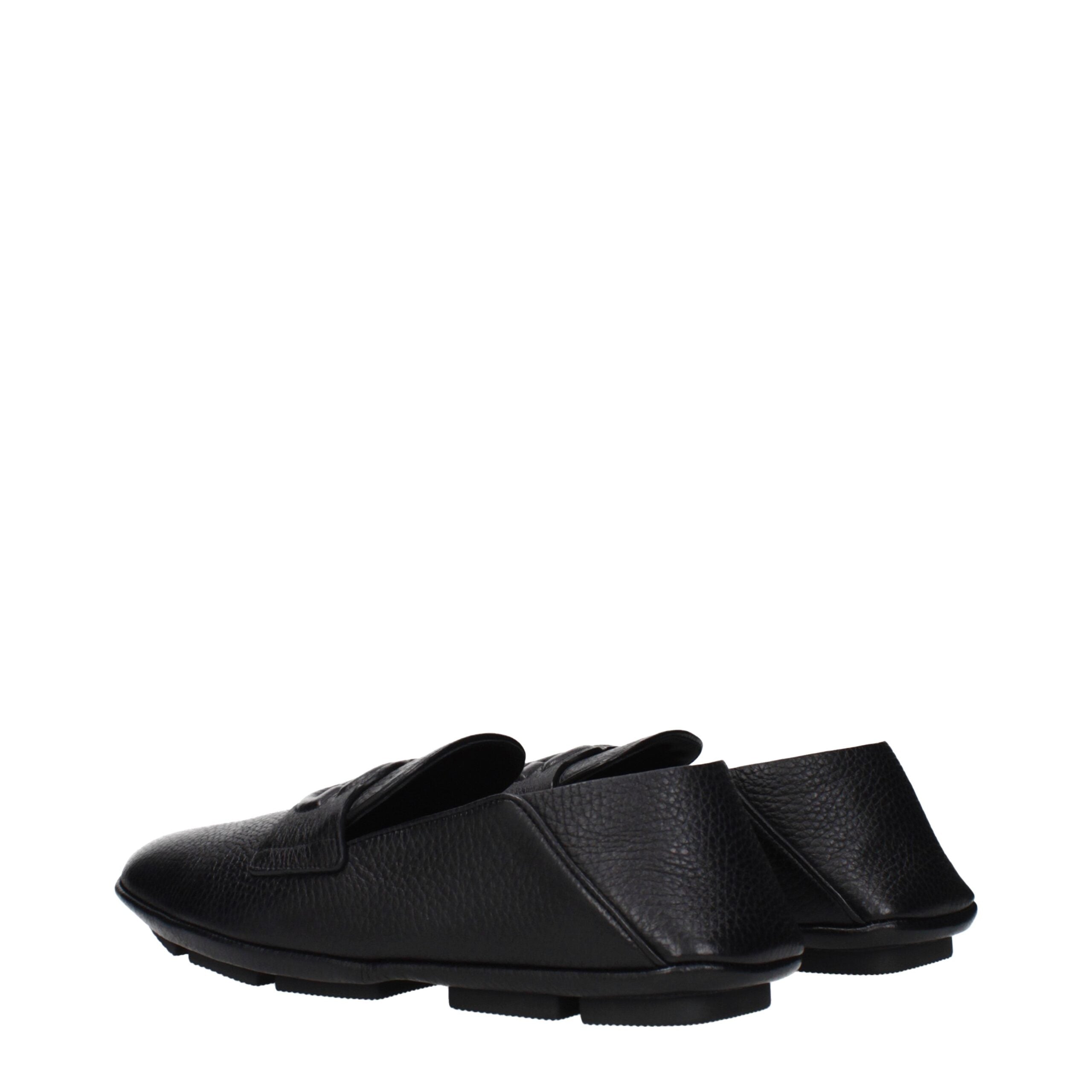Dolce & Gabbana Black Leather Slip-On Men's Loafers