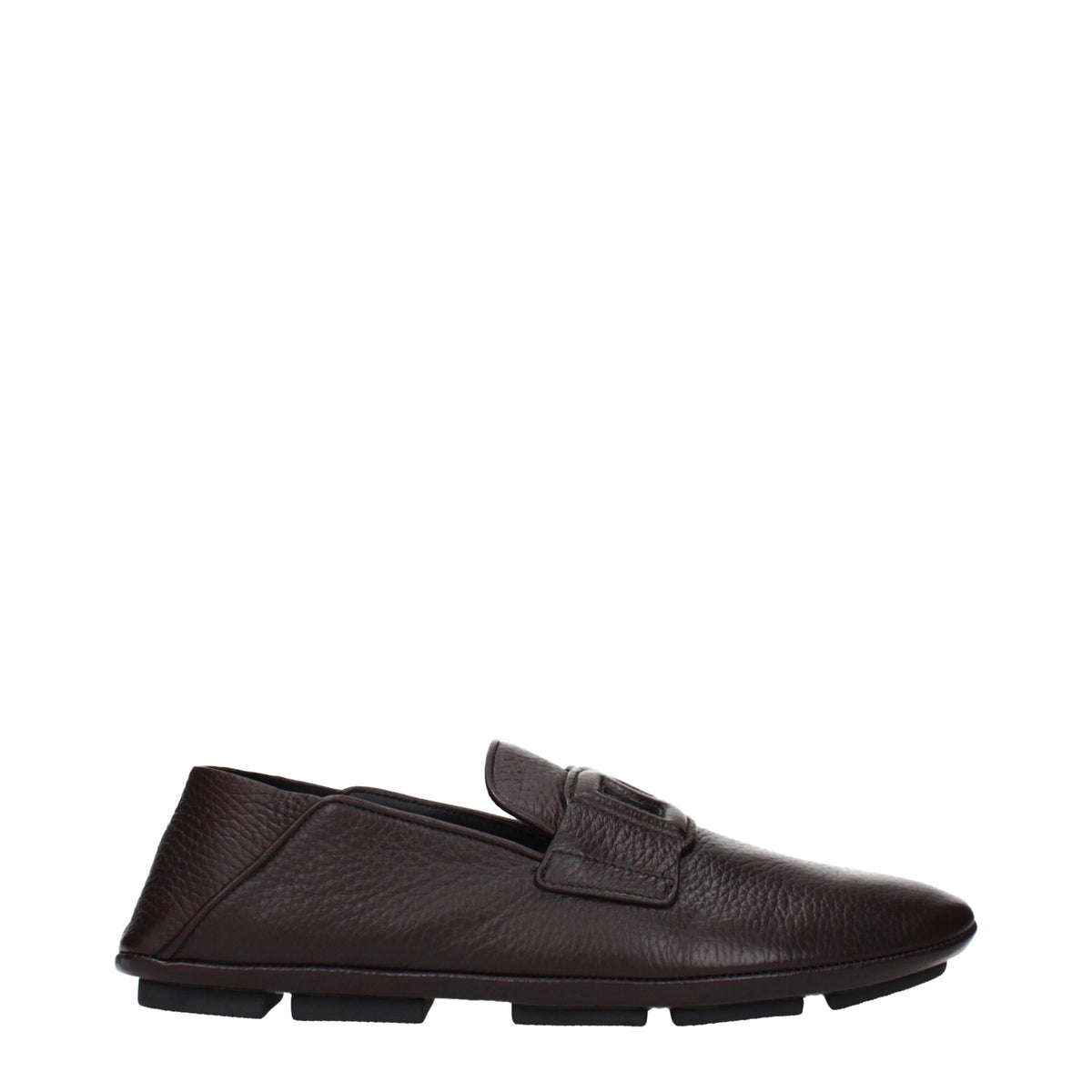 Dolce & Gabbana Brown Leather Slip-On Men's Loafers