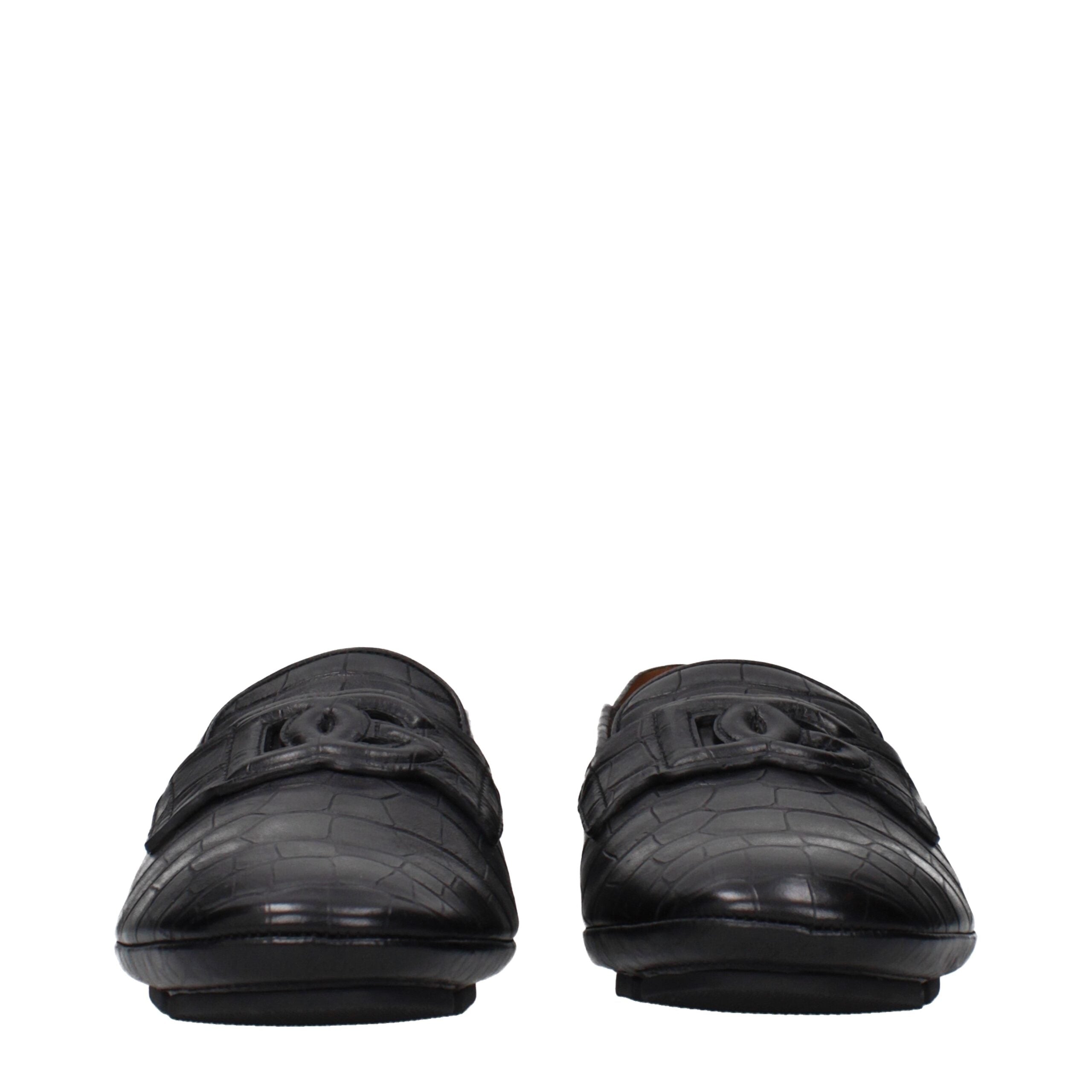 Dolce & Gabbana Black Leather Slip-On Men's Loafers