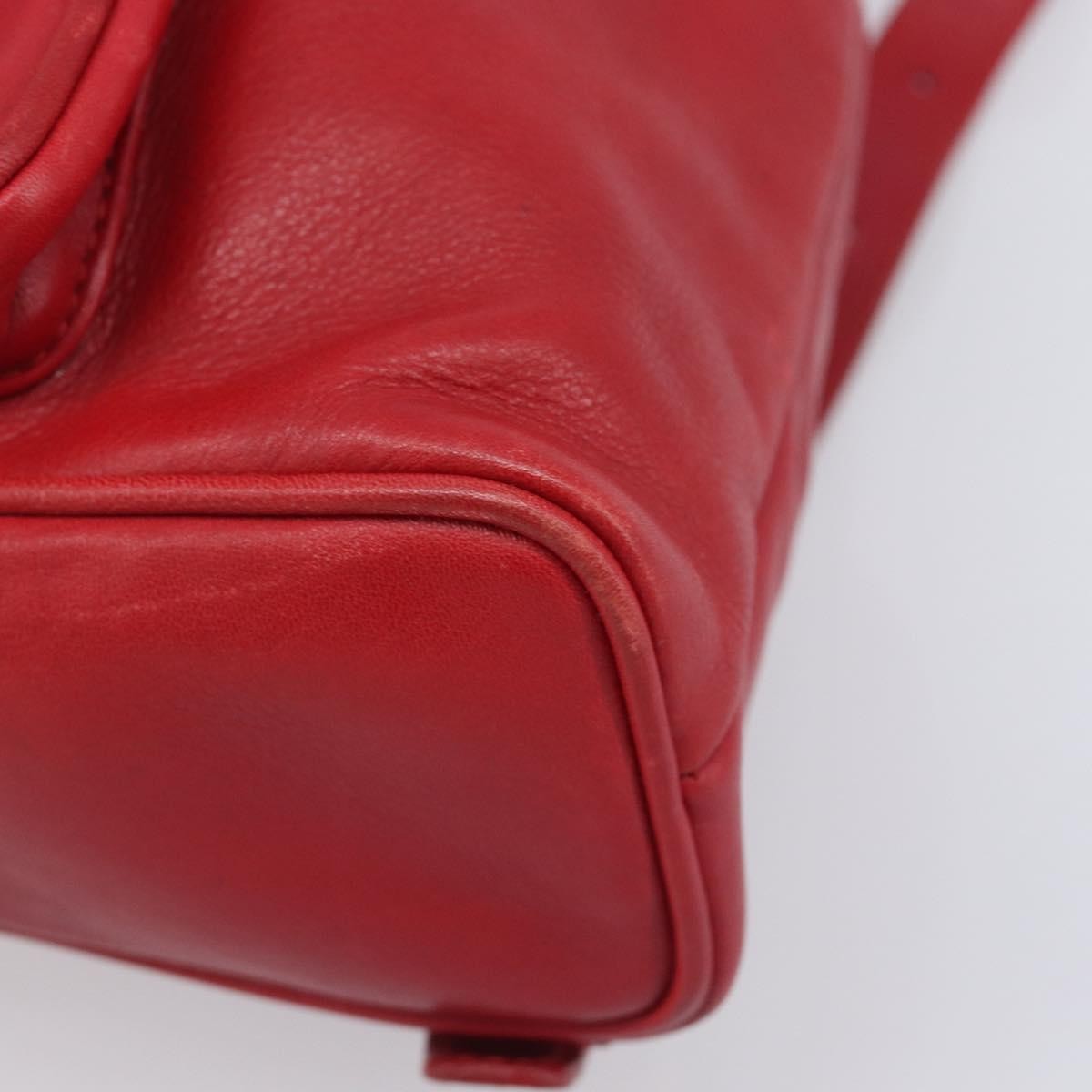 Gucci Vintage Bamboo Leather Red Leather Backpack Bag (Pre-Owned)
