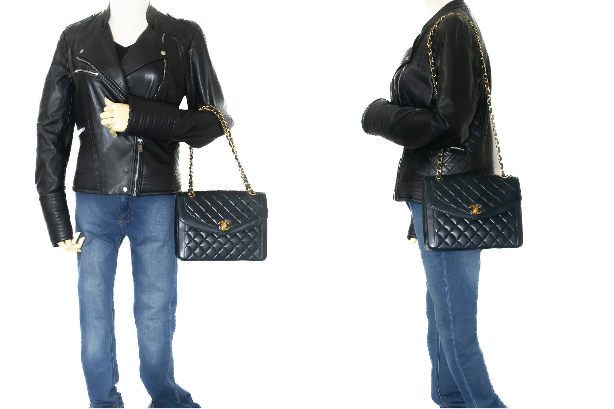 Chanel Matelassé Navy Leather Shoulder Bag (Pre-Owned)