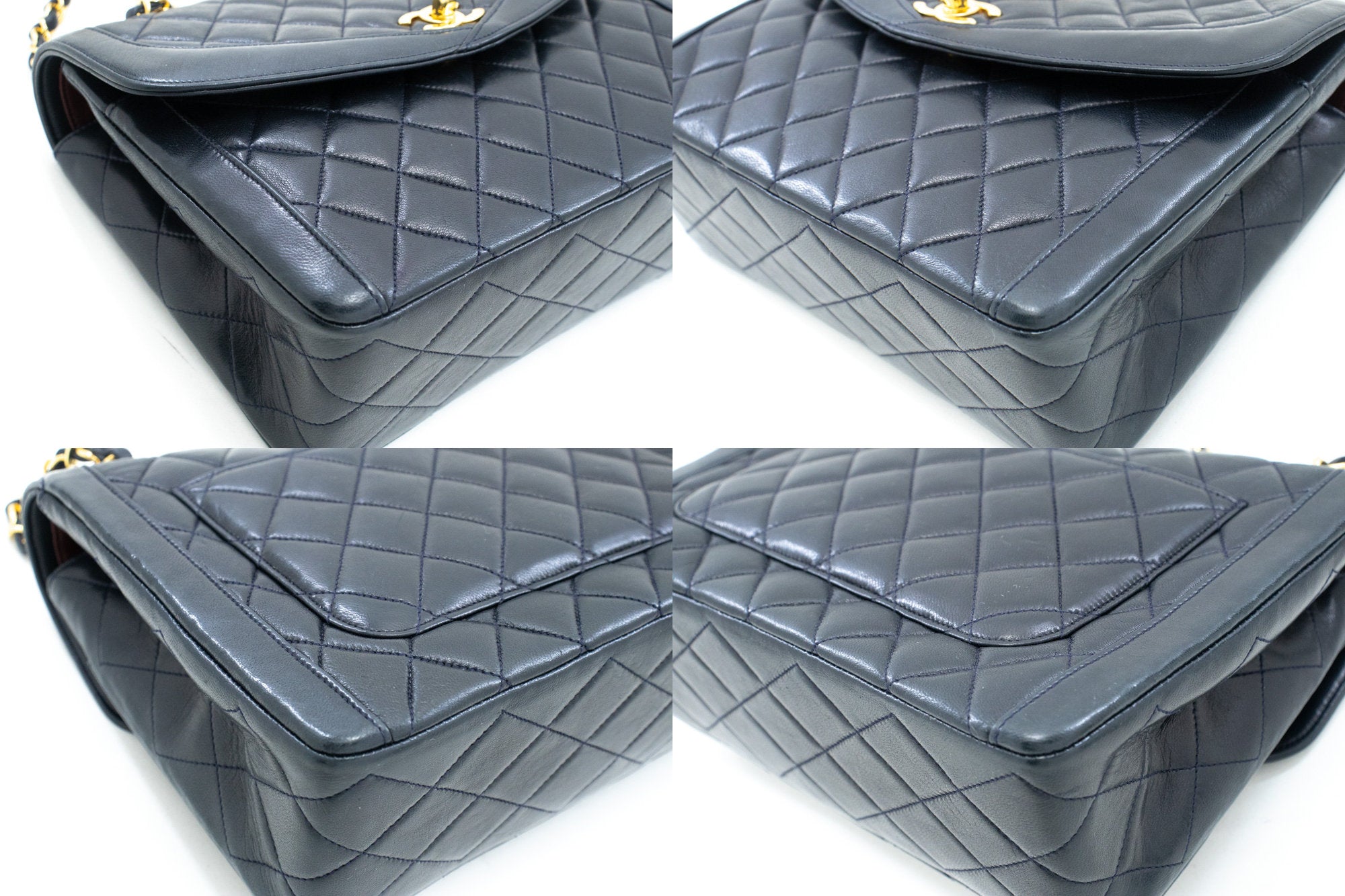 Chanel Matelassé Navy Leather Shoulder Bag (Pre-Owned)