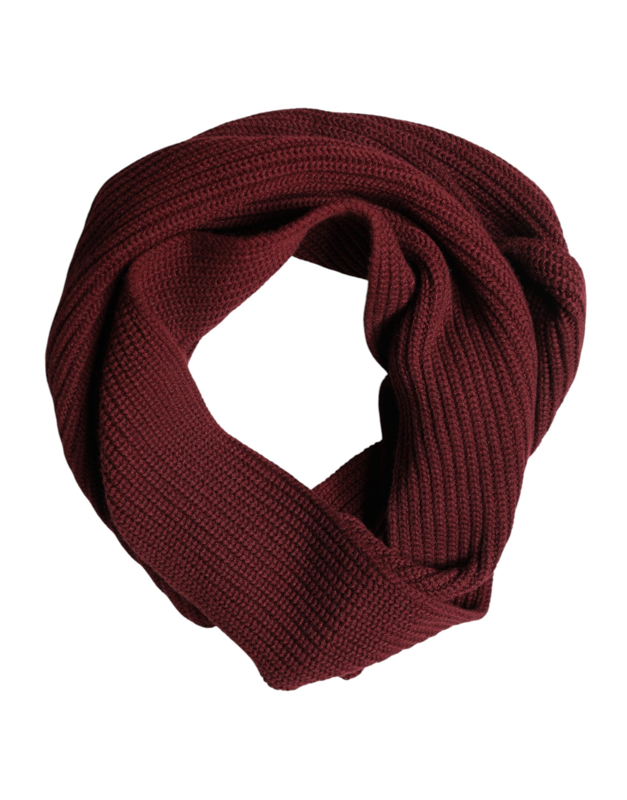 Dolce & Gabbana Maroon Cashmere Knitted NeckWrap Shawl Men's Scarf