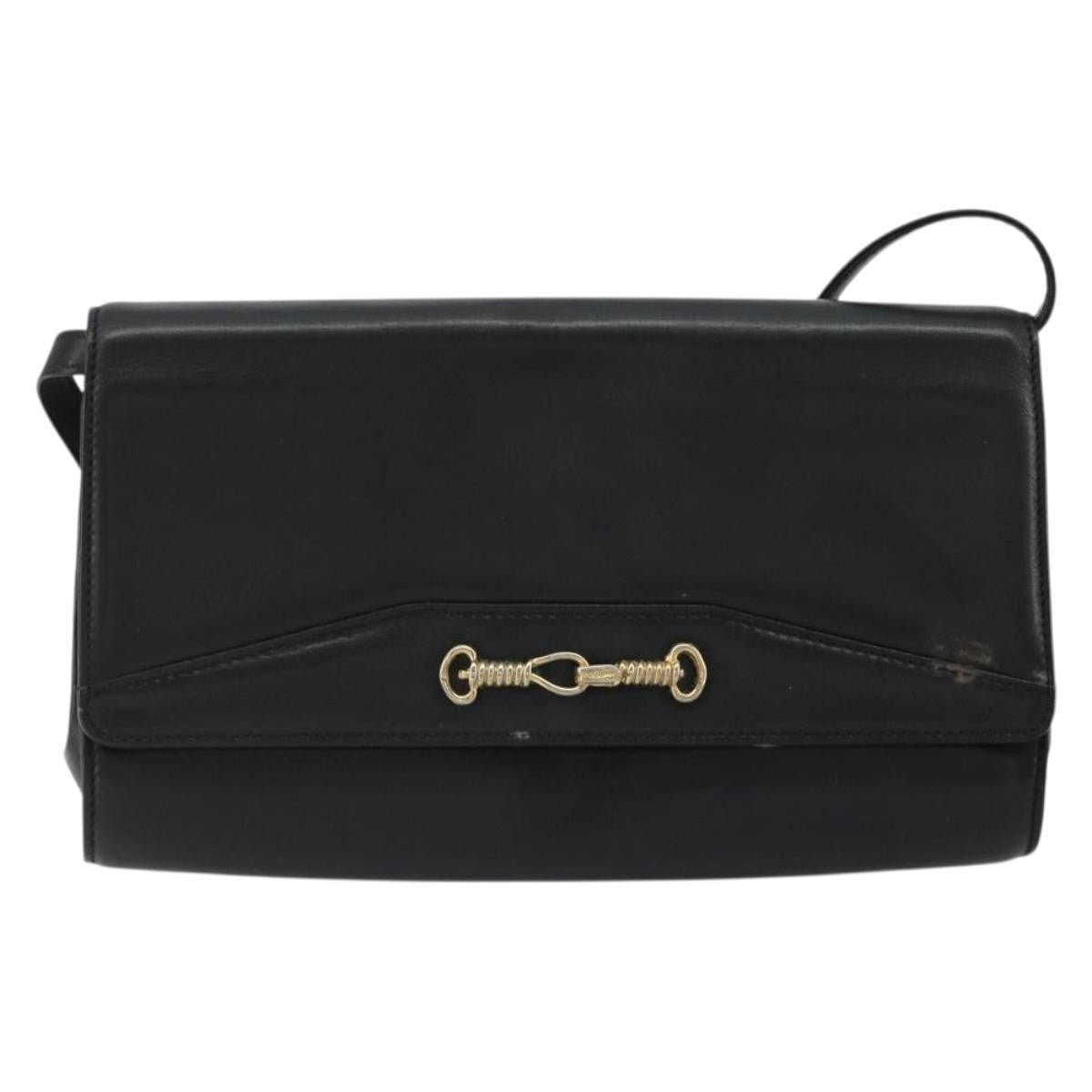 Celine Vintage Horsebit Sling Leather Black Leather Shoulder Bag Bag (Pre-Owned)