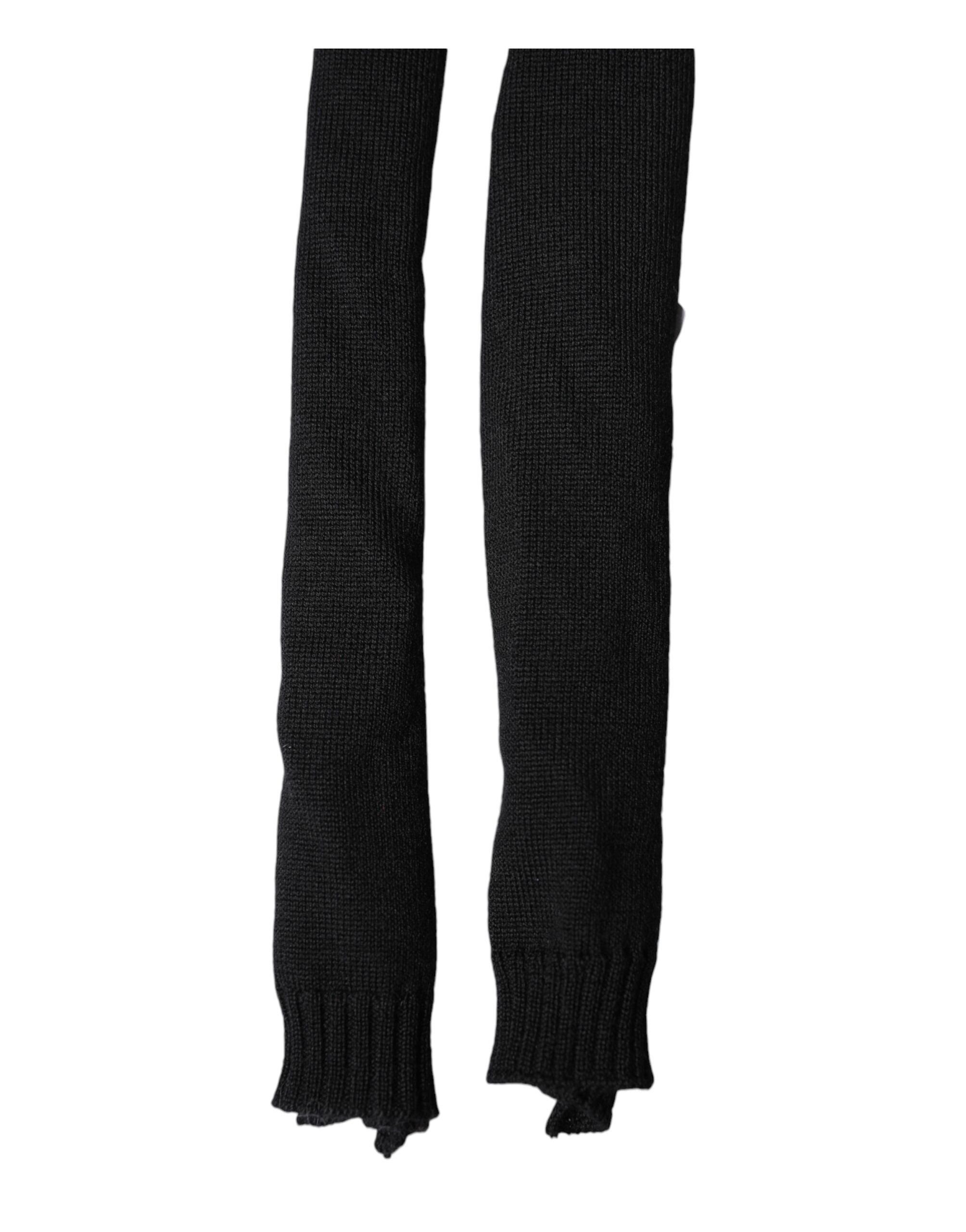 Dolce & Gabbana Black Wool Knitted Neck Wrap Shawl Men Men's Scarf