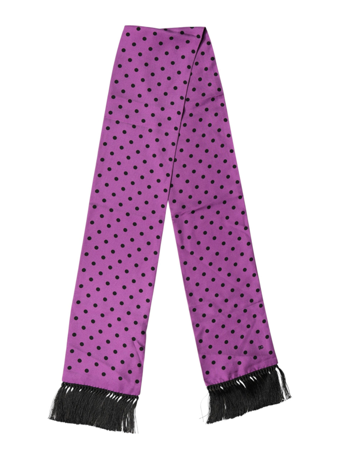 Dolce & Gabbana Violet Polka Dot Fringes Neck Foulard Men's Scarf