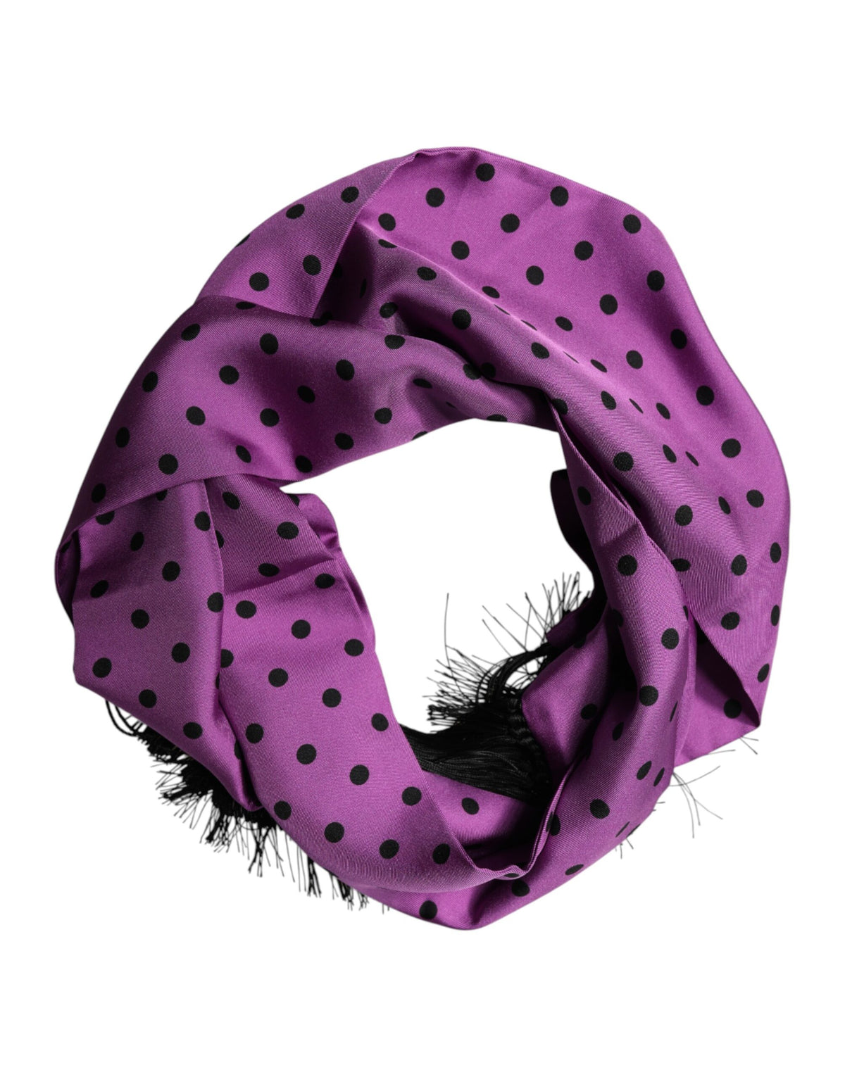 Dolce & Gabbana Violet Polka Dot Fringes Neck Foulard Men's Scarf