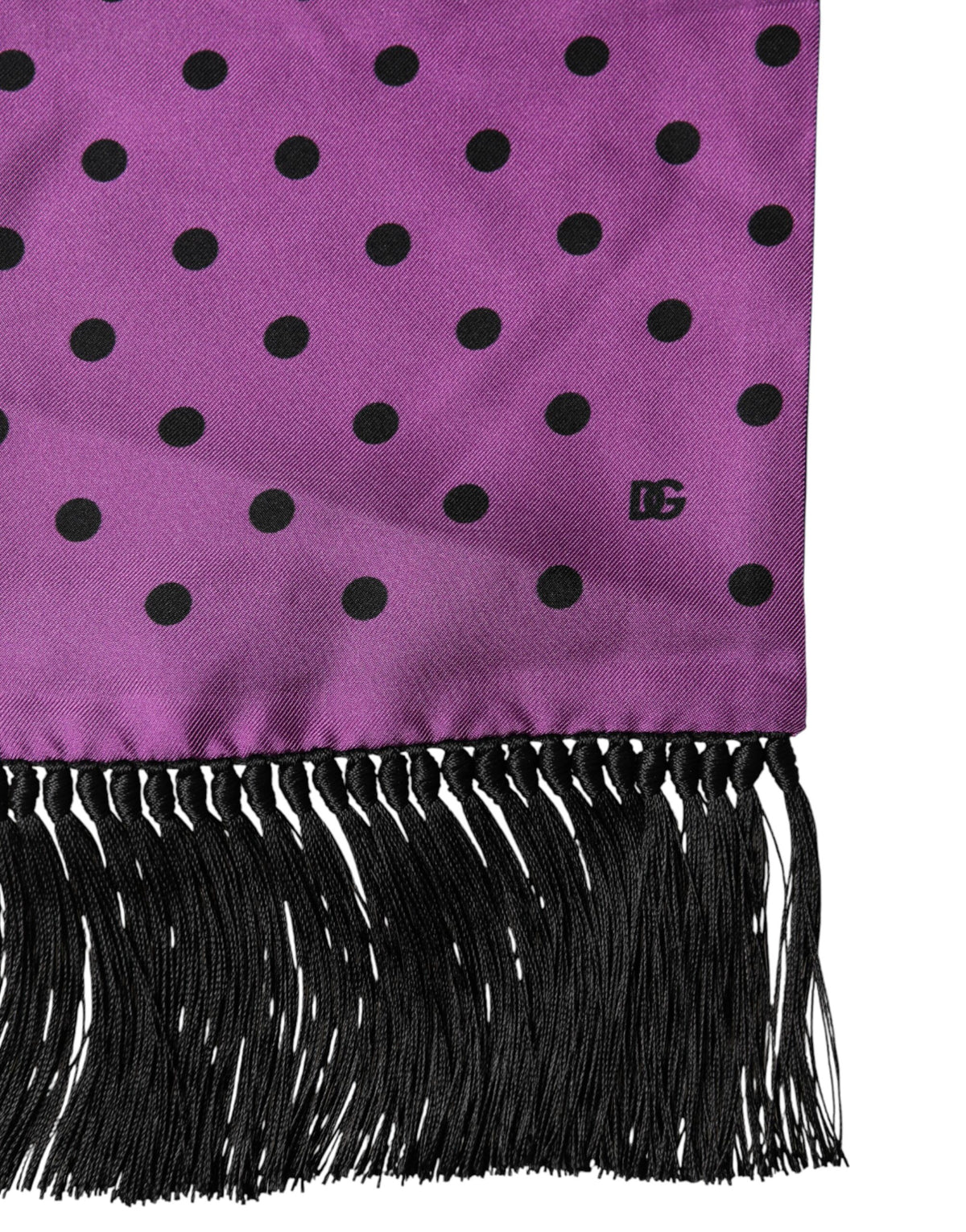 Dolce & Gabbana Violet Polka Dot Fringes Neck Foulard Men's Scarf