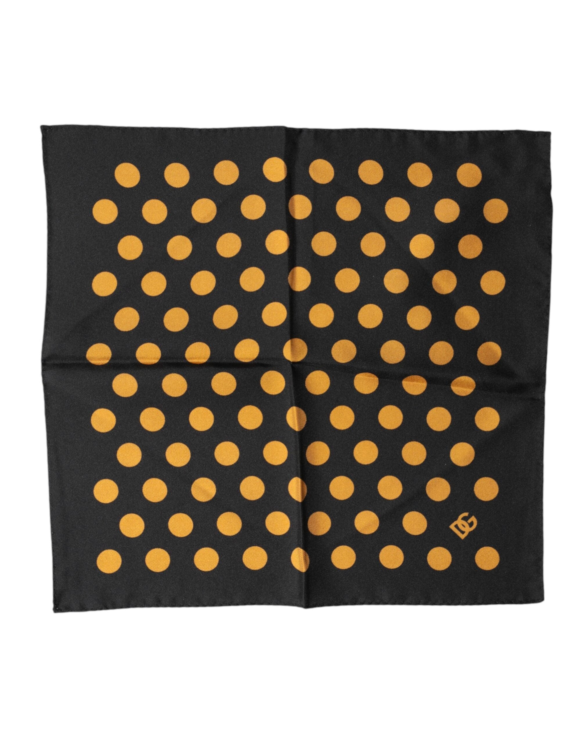 Dolce & Gabbana Black Polka Dot Square Handkerchief Men's Scarf