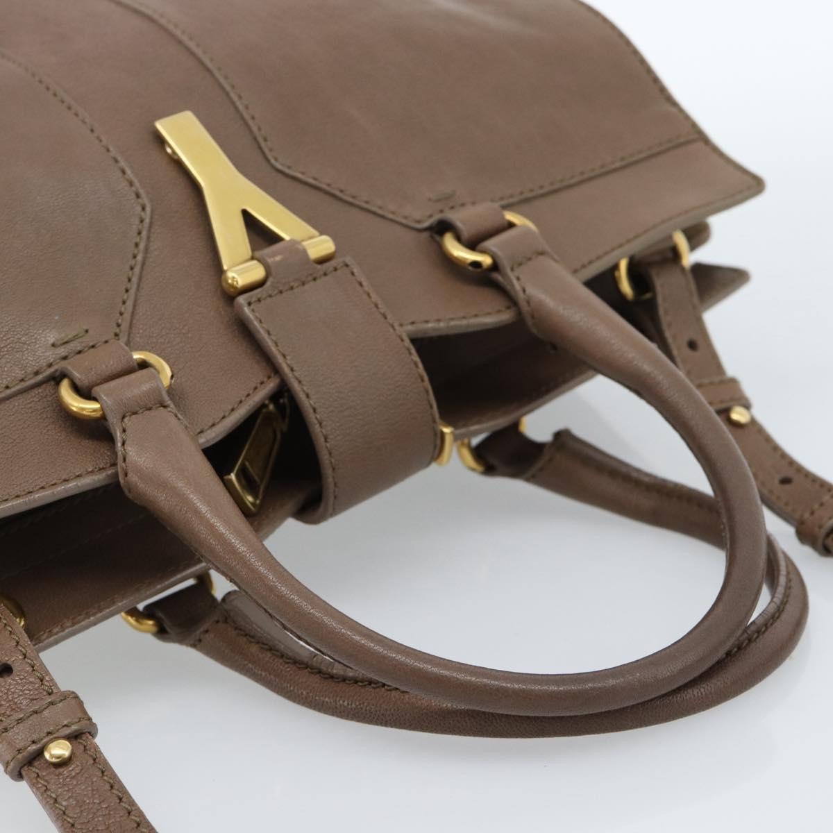 Saint Laurent Chyc Cabas Leather Brown Leather Tote Bag Bag (Pre-Owned)