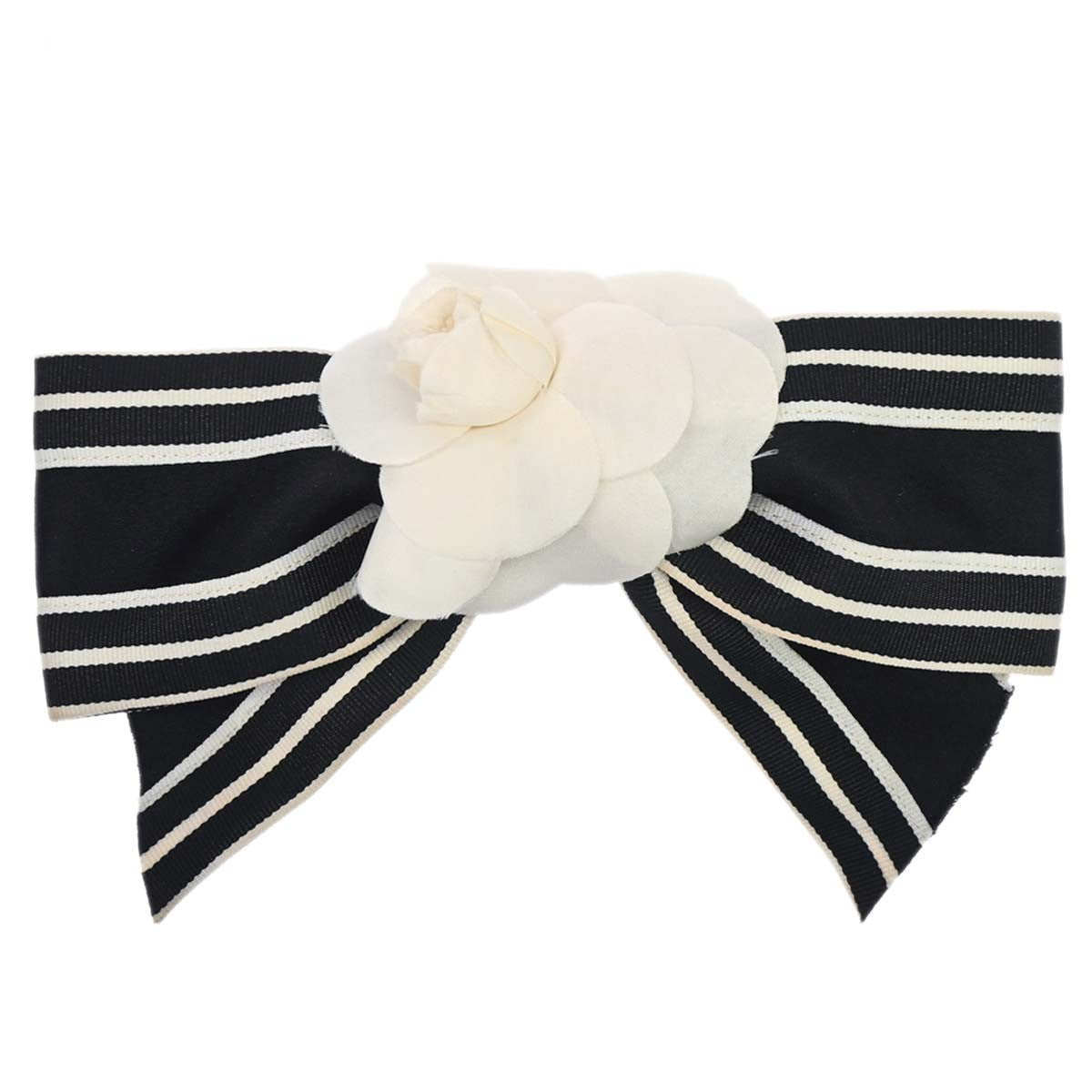 Chanel Camellia Hair Barrette Satin Black Satin Head Accessory Accessory (Pre-Owned)