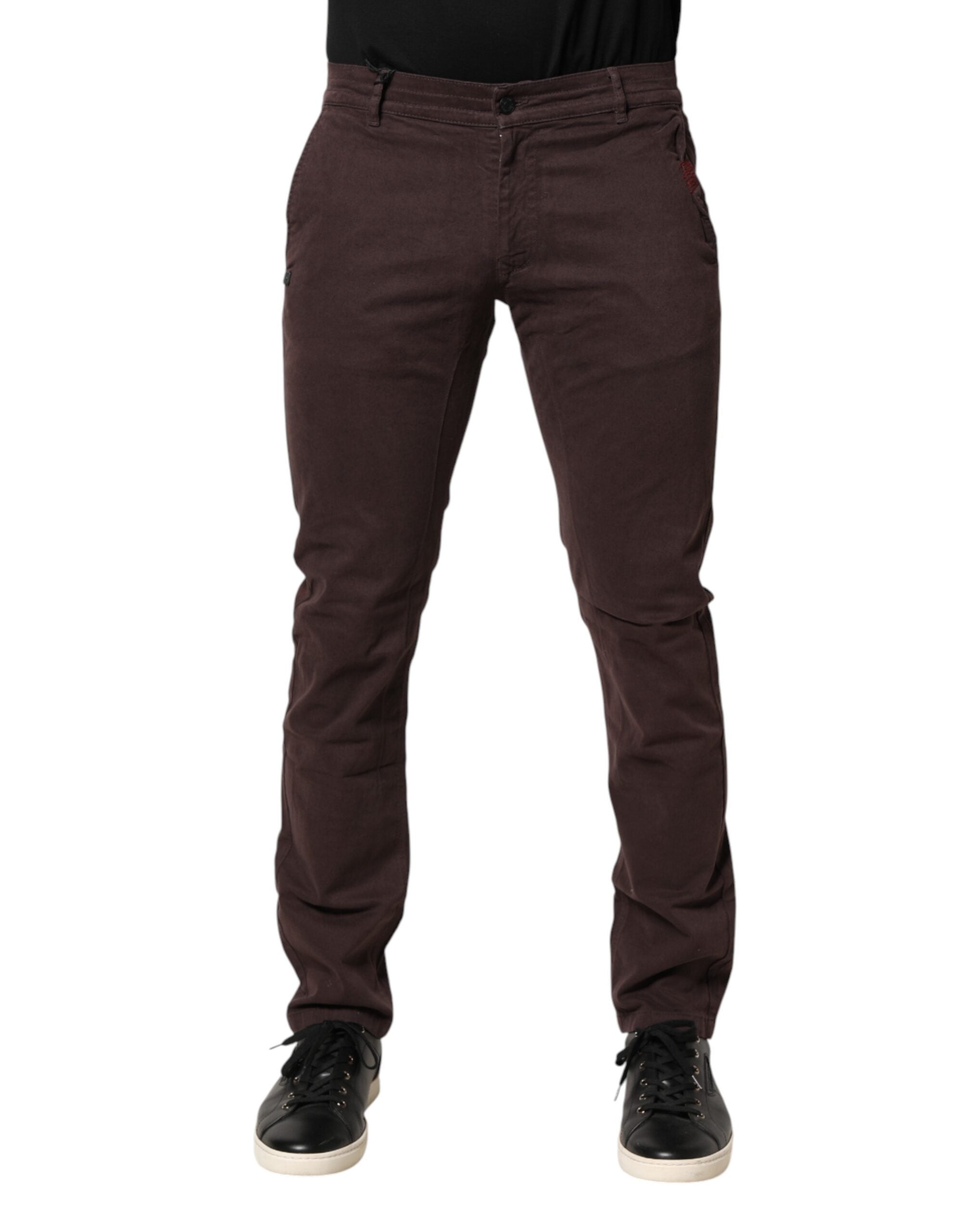 Daniele Alessandrini Brown Cotton Mid Waist Skinny Men Denim Men's Jeans (Pre-Owned)