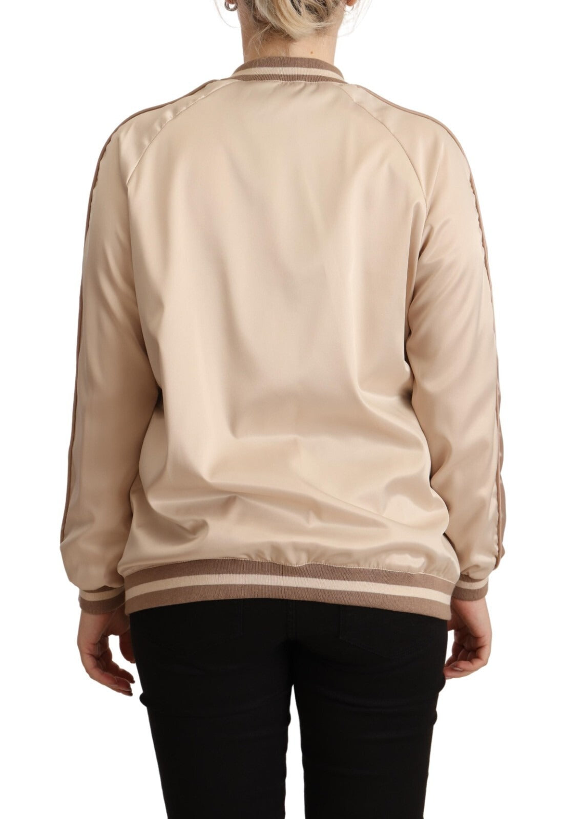 Twinset Bomber Full Zip Beige Long Sleeves Polyester Women's Jacket (Pre-Owned)