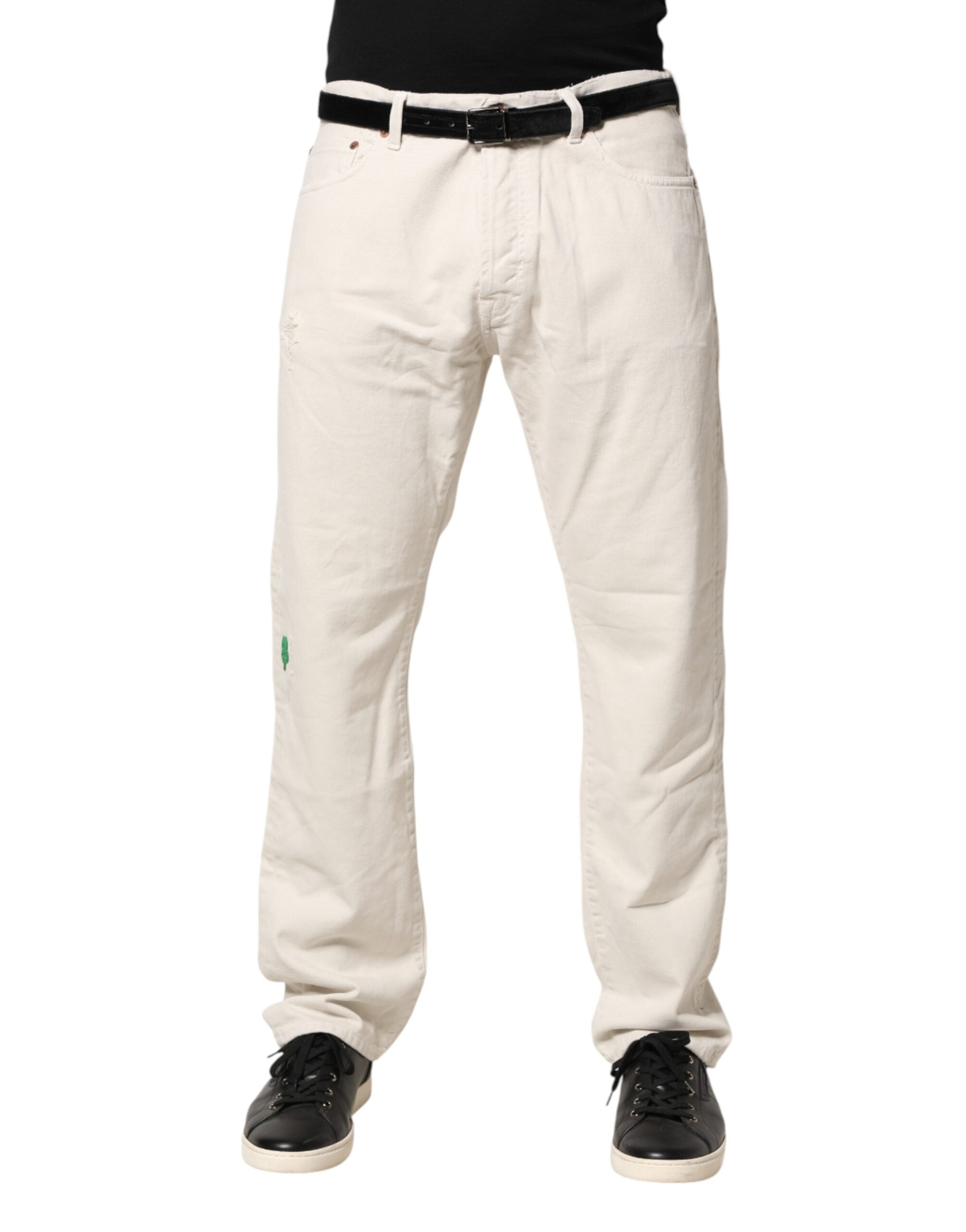 President's White Cotton Straight Mid Waist Denim Men Trouser Men's Jeans (Pre-Owned)