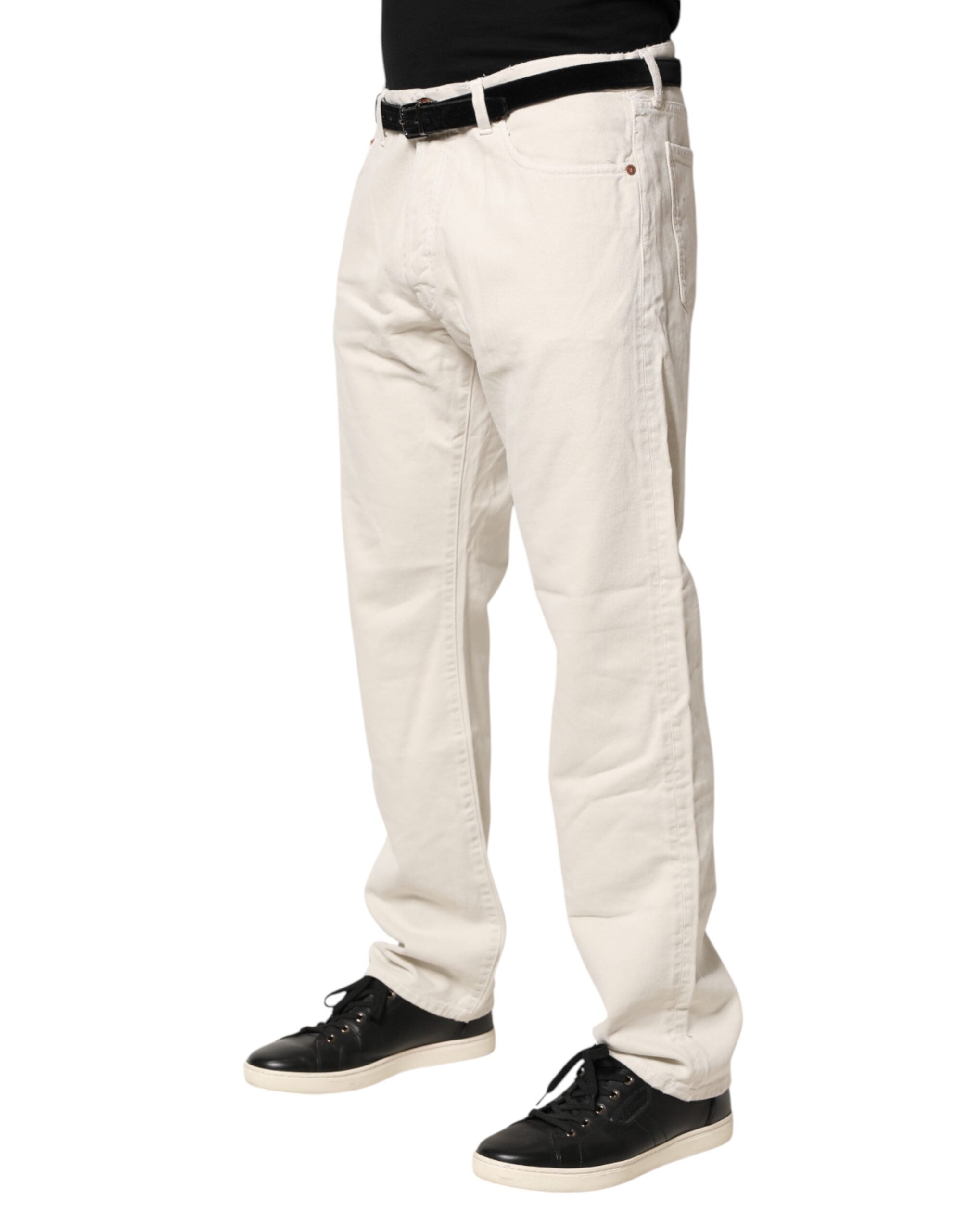President's White Cotton Straight Mid Waist Denim Men Trouser Men's Jeans (Pre-Owned)
