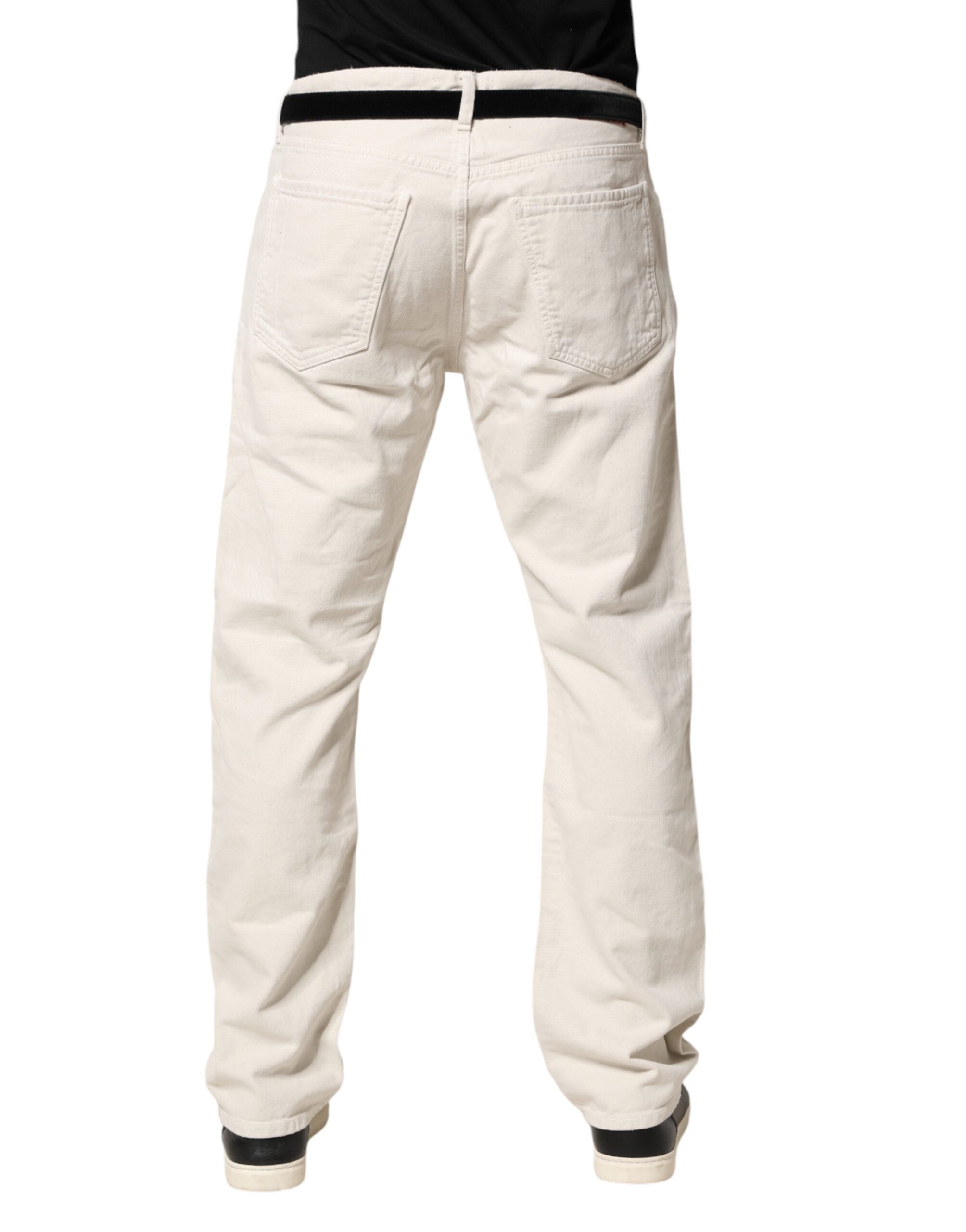 President's White Cotton Straight Mid Waist Denim Men Trouser Men's Jeans (Pre-Owned)