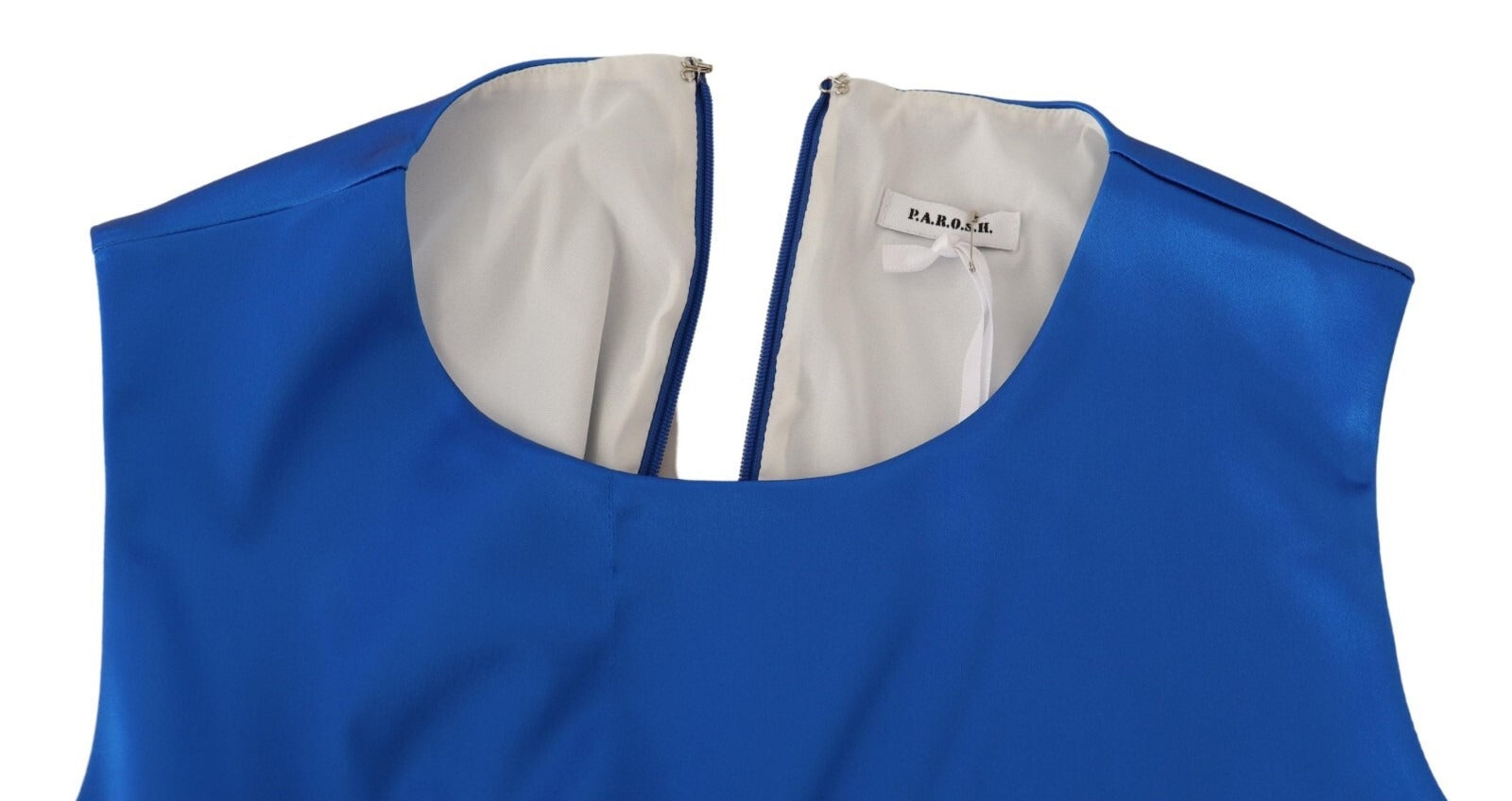 Parosh Acetate Royal Blue Roundneck Sleeveless Sheath Midi Women's Dress (Pre-Owned)