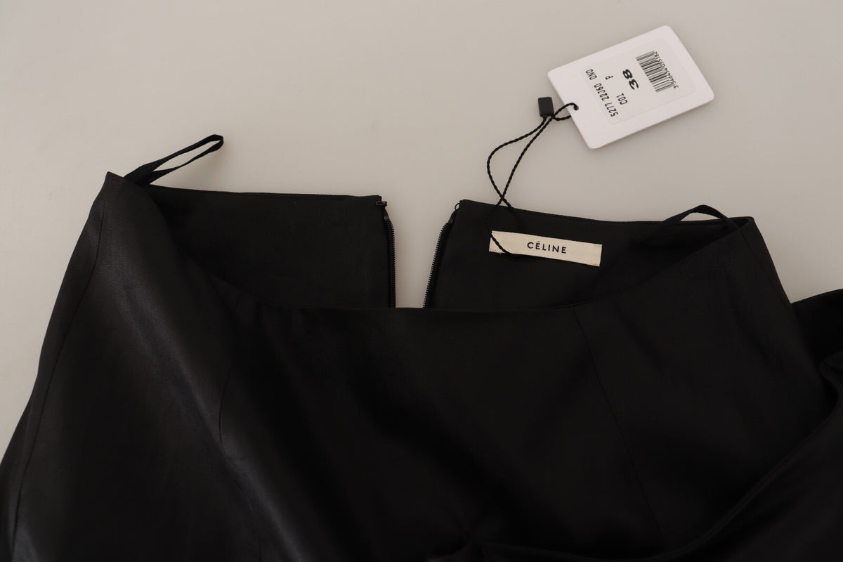 Celine Acetate Black High Waist Wrap Style Asymmetric Women's Skirt (Pre-Owned)