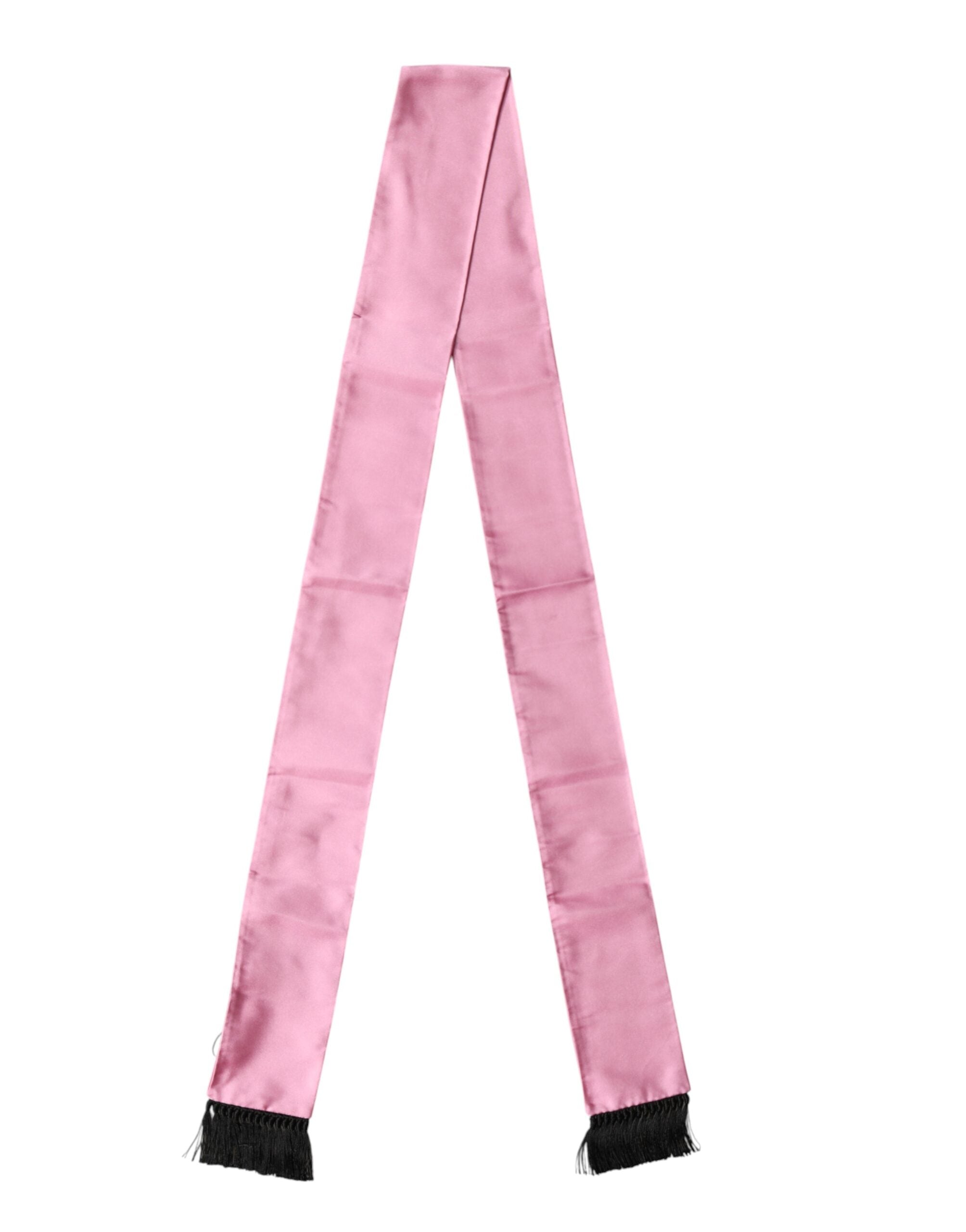 Dolce & Gabbana Pink Silk Fringes Neck Wrap Foulard Men's Scarf