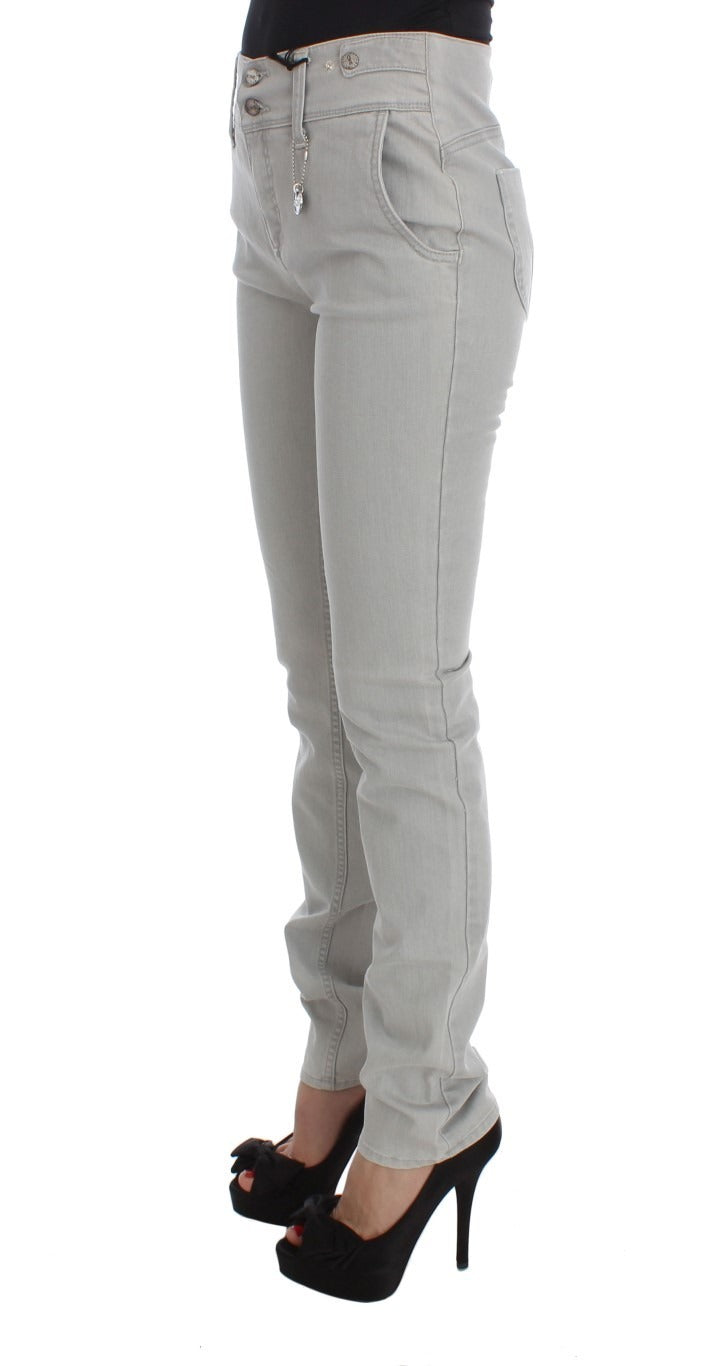 Costume National Pants Gray Cotton Blend Super Slim Fit Women's Jeans