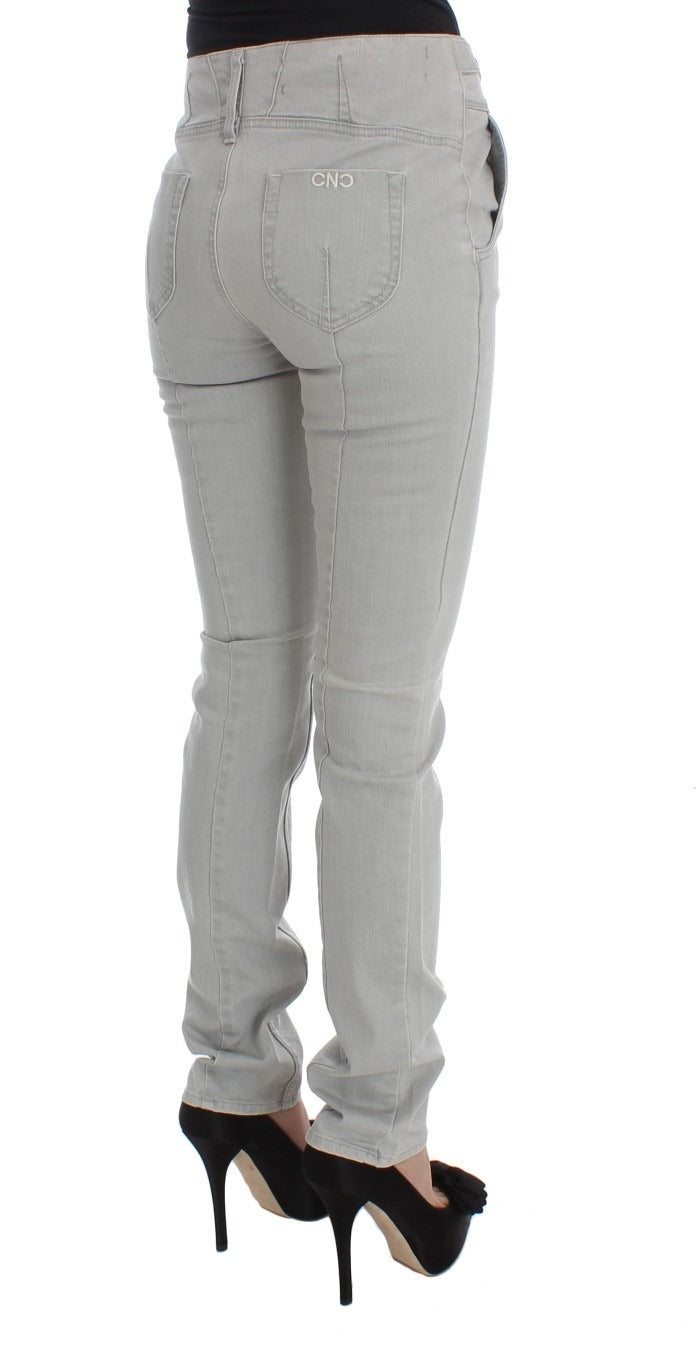 Costume National Pants Gray Cotton Blend Super Slim Fit Women's Jeans