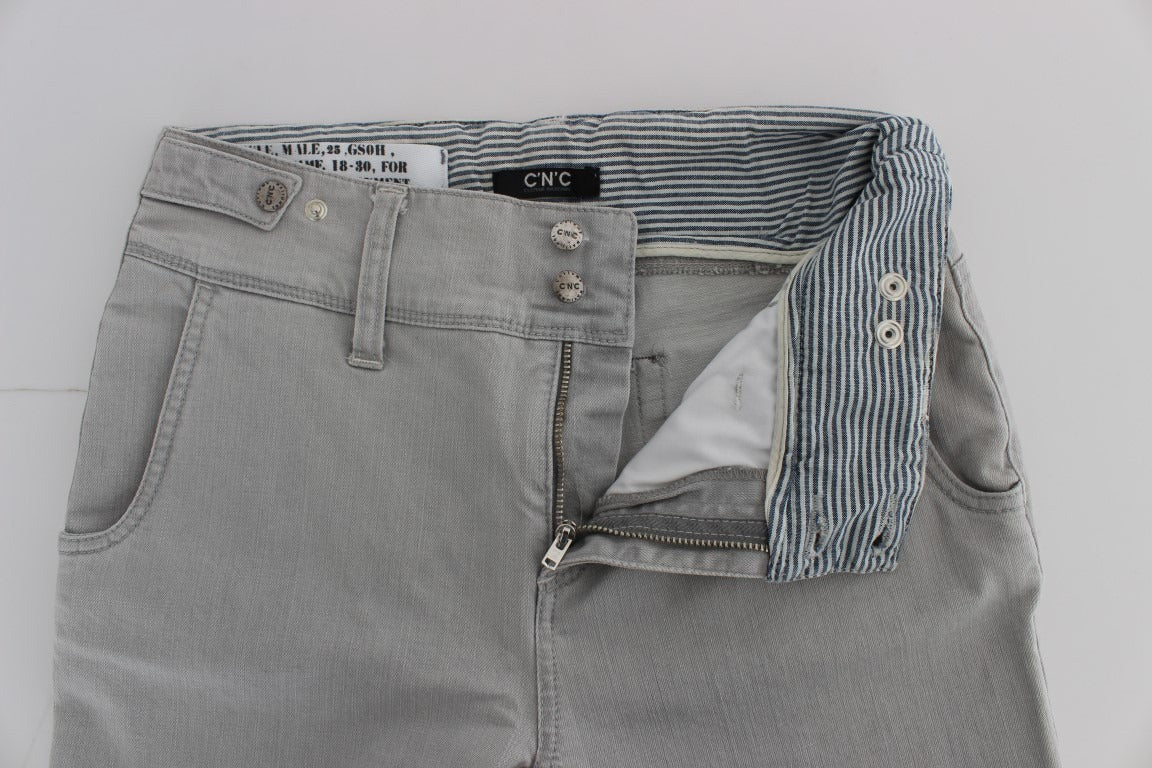 Costume National Pants Gray Cotton Blend Super Slim Fit Women's Jeans
