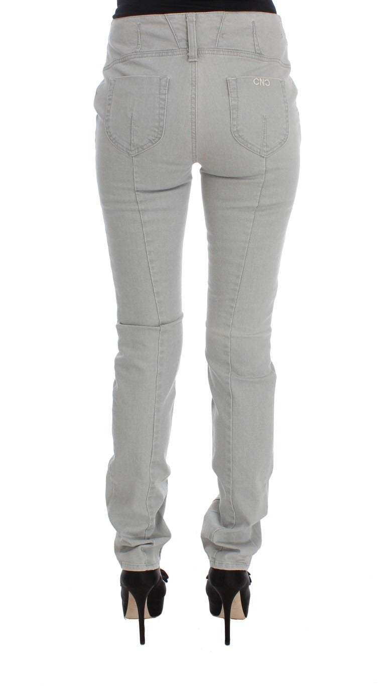 Costume National Pants Gray Cotton Blend Super Slim Fit Women's Jeans