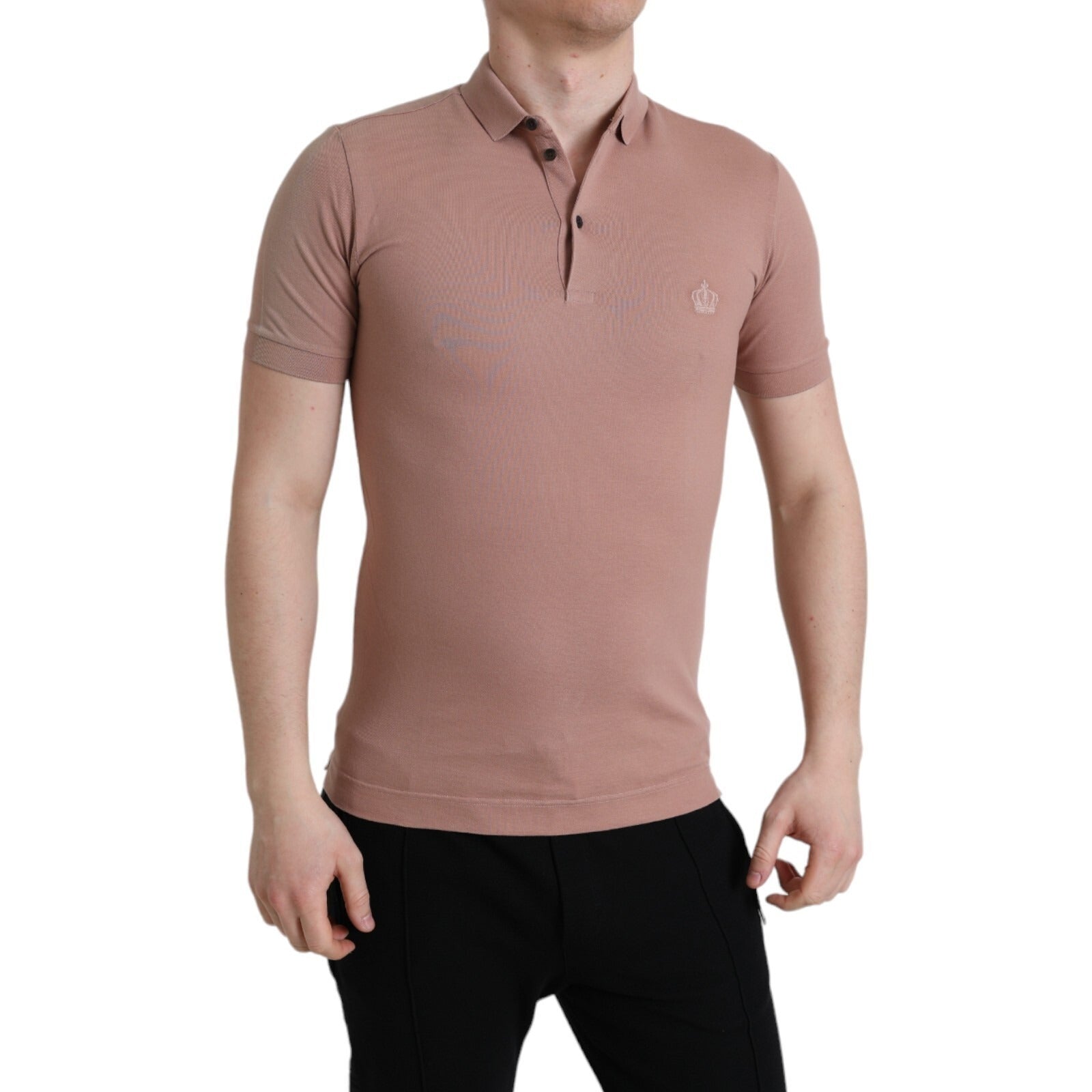 Dolce & Gabbana Pink Collared Short Sleeve Crown Men Polo Men's T-shirt (Pre-Owned)