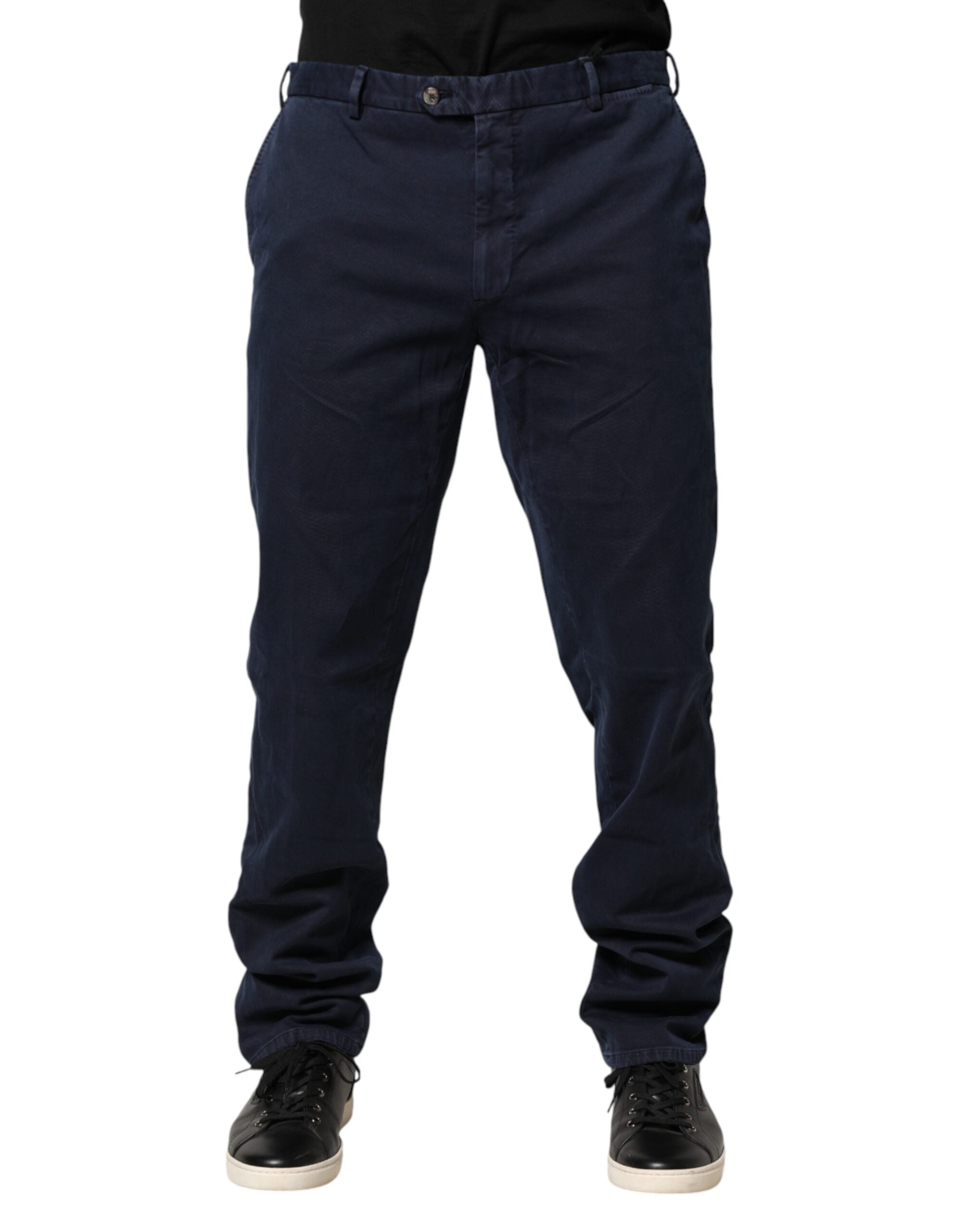 Santaniello Dark Blue Mid Waist Skinny Chino Trouser Men's Pants