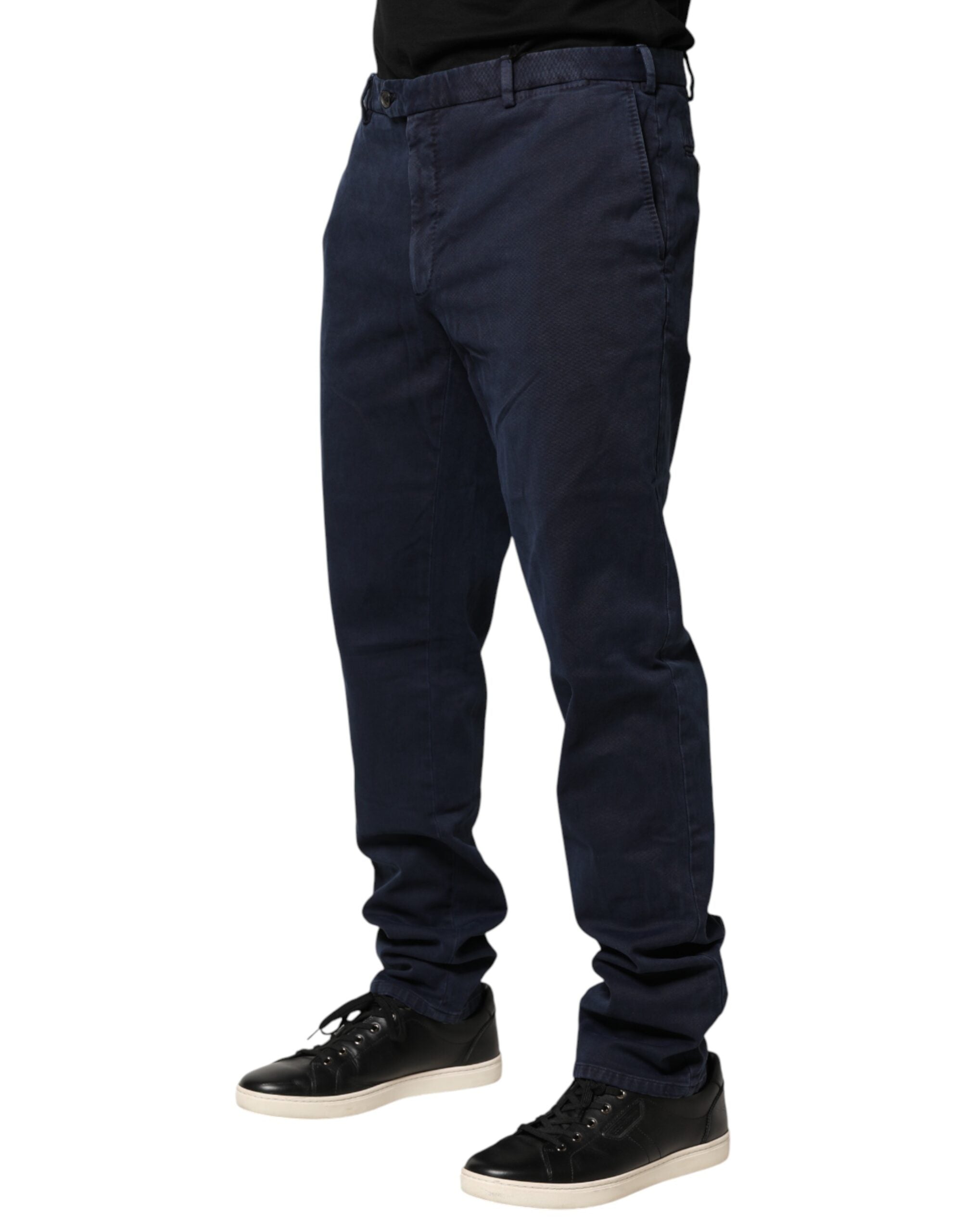 Santaniello Dark Blue Mid Waist Skinny Chino Trouser Men's Pants