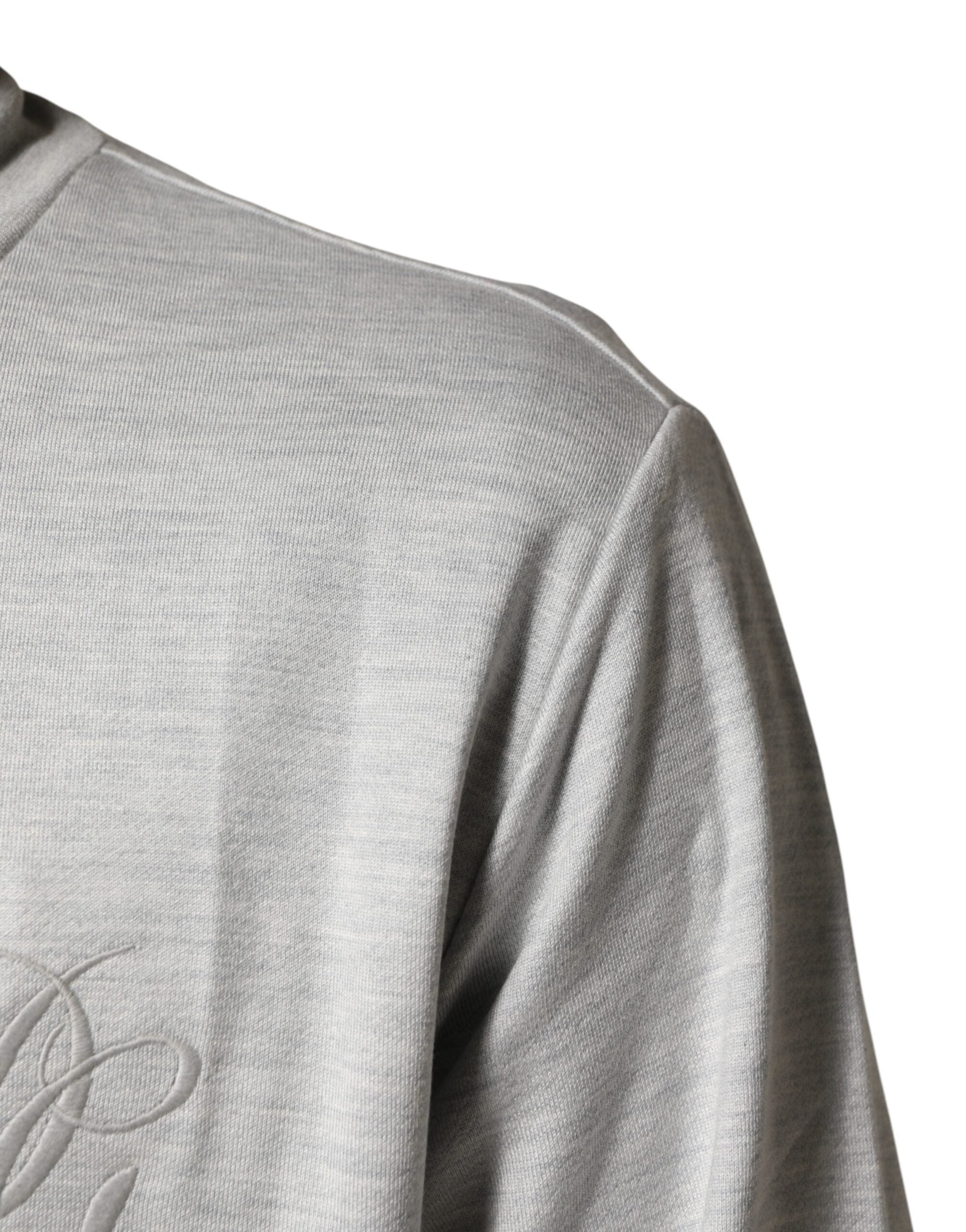 Dolce & Gabbana Light Gray Cotton Zipped Cardigan Men's Sweater