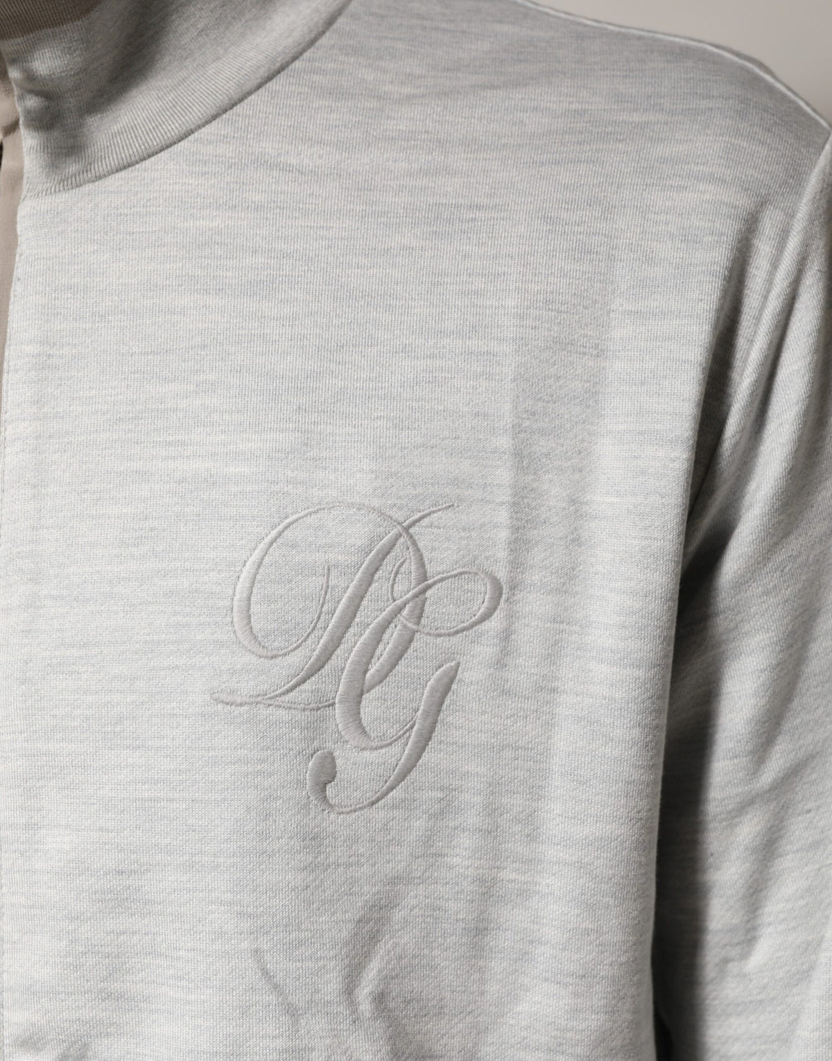 Dolce & Gabbana Light Gray Cotton Zipped Cardigan Men's Sweater