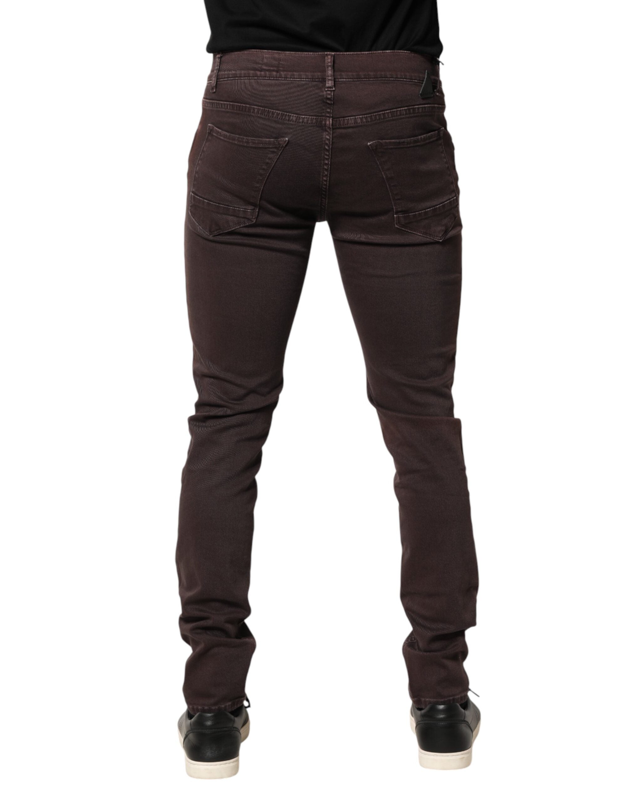 Daniele Alessandrini Brown Cotton Mid Waist Skinny Men Denim Men's Jeans