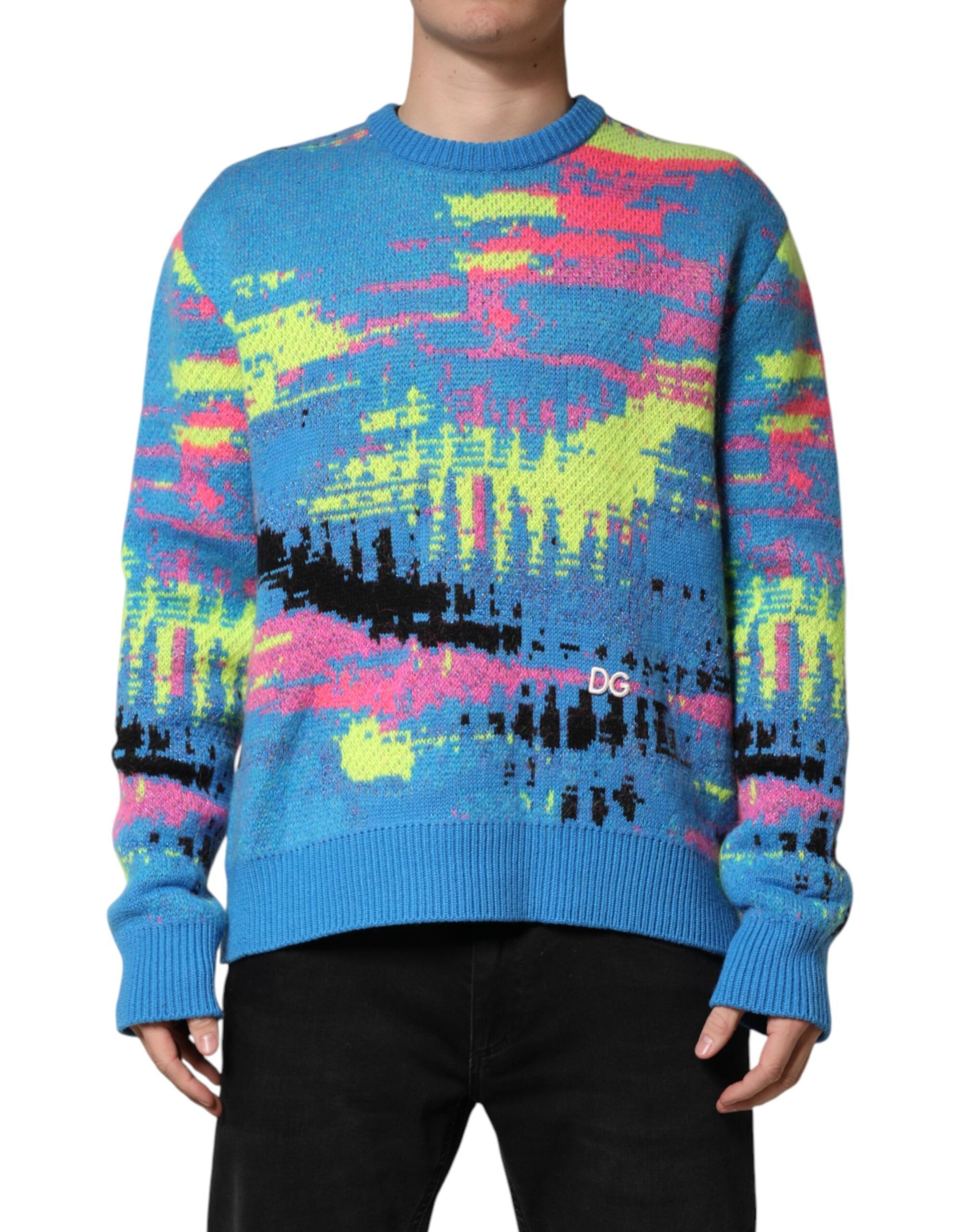 Dolce & Gabbana Multicolor Men Crew Neck Pullover Men's Sweater