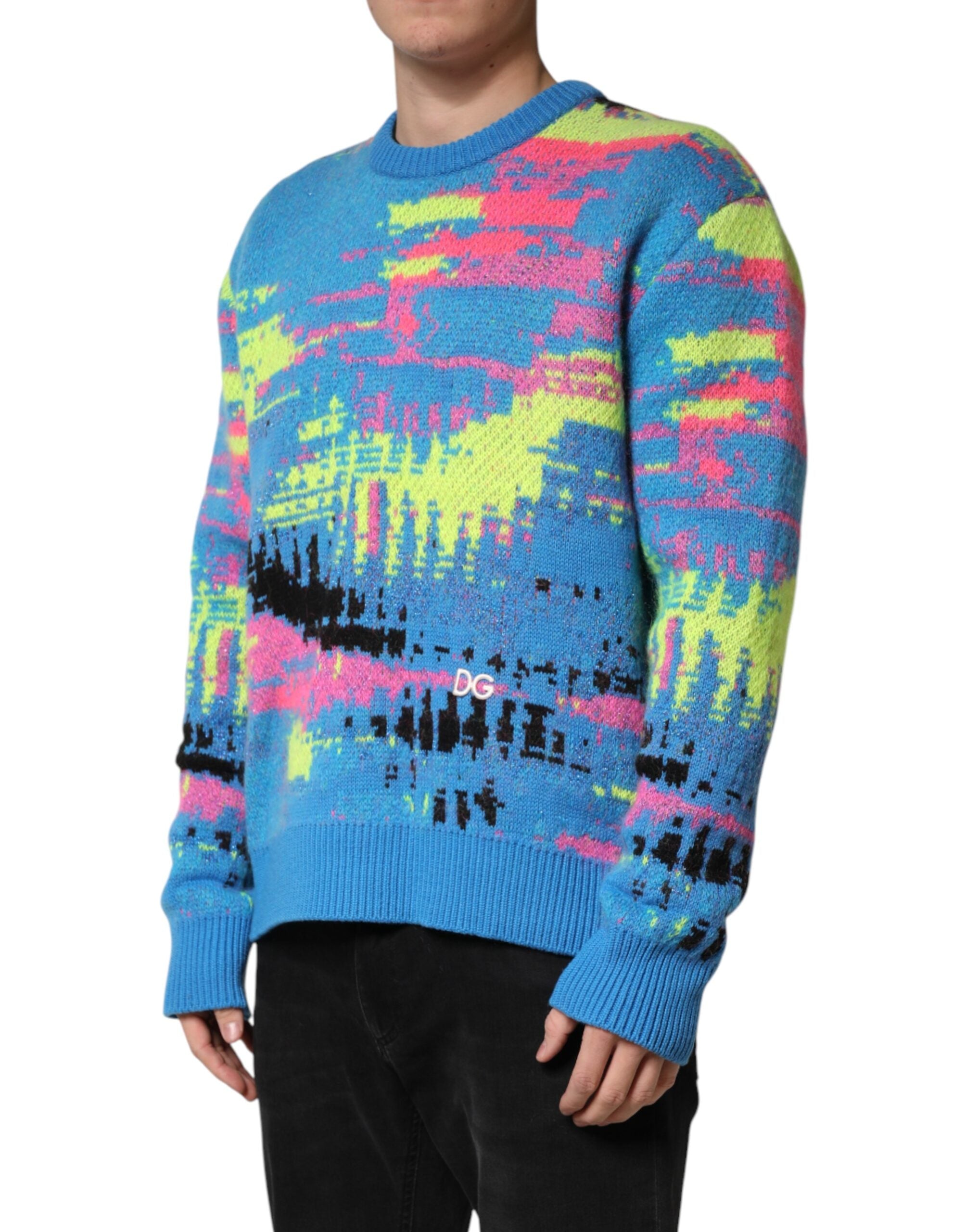 Dolce & Gabbana Multicolor Men Crew Neck Pullover Men's Sweater