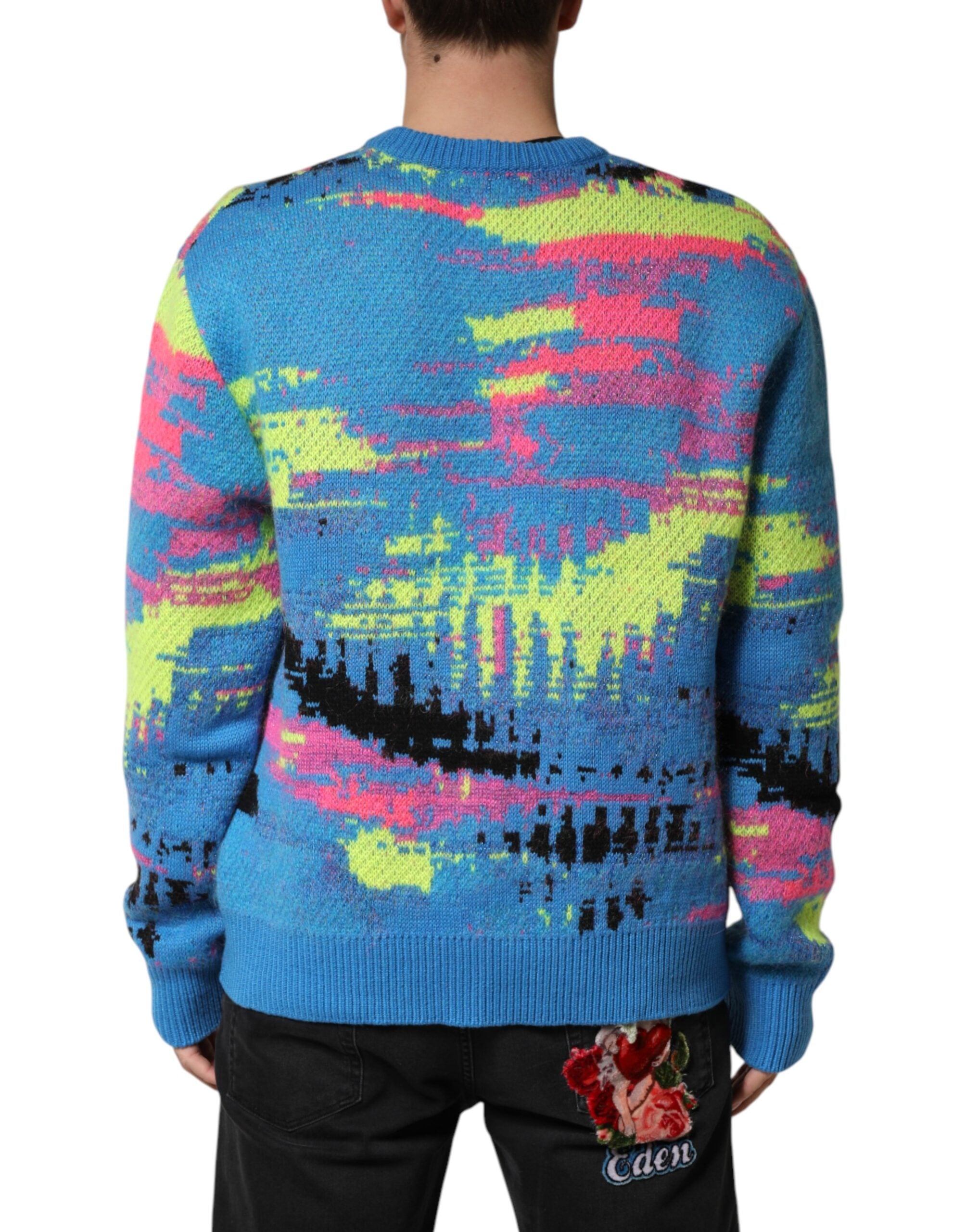 Dolce & Gabbana Multicolor Men Crew Neck Pullover Men's Sweater