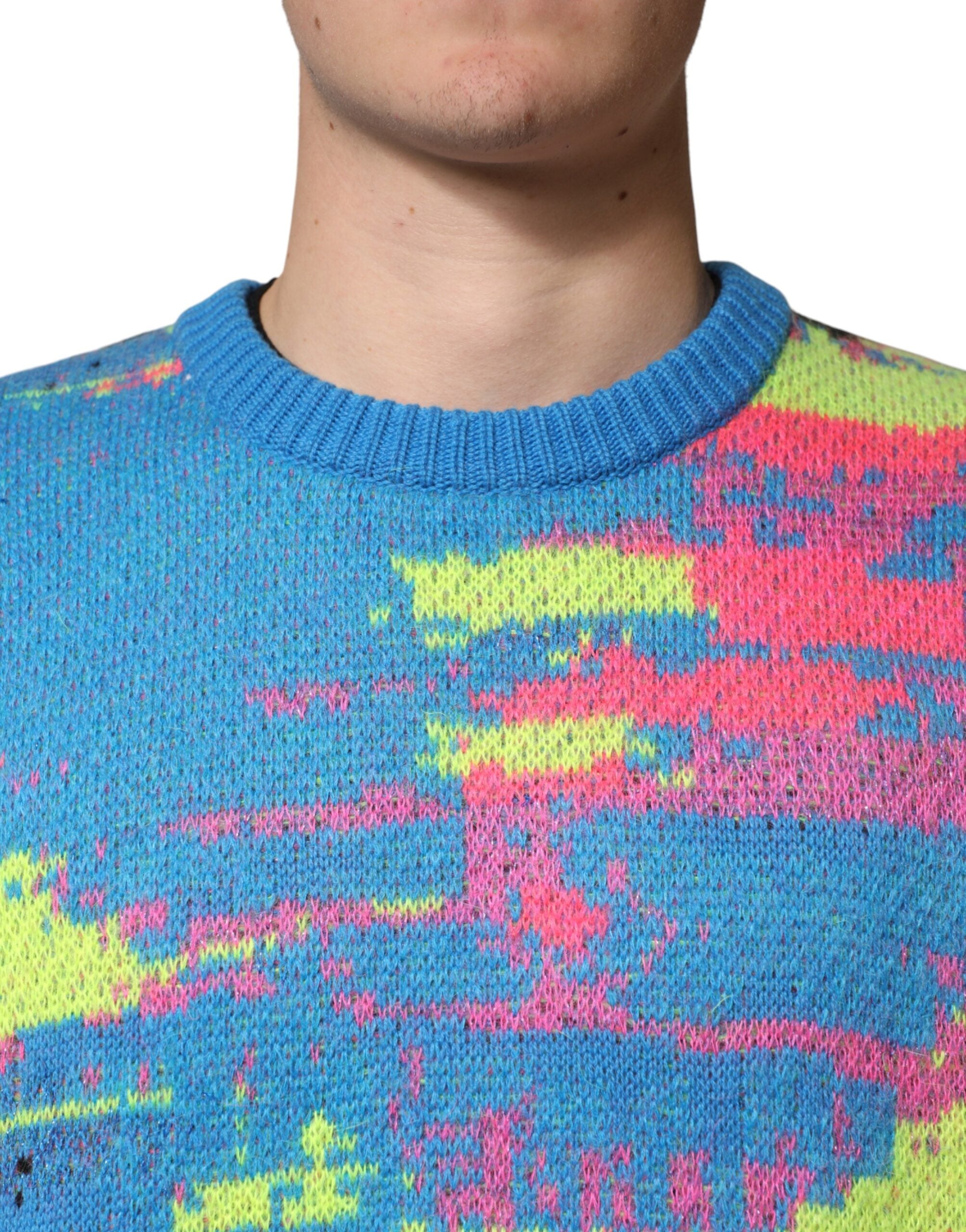 Dolce & Gabbana Multicolor Men Crew Neck Pullover Men's Sweater