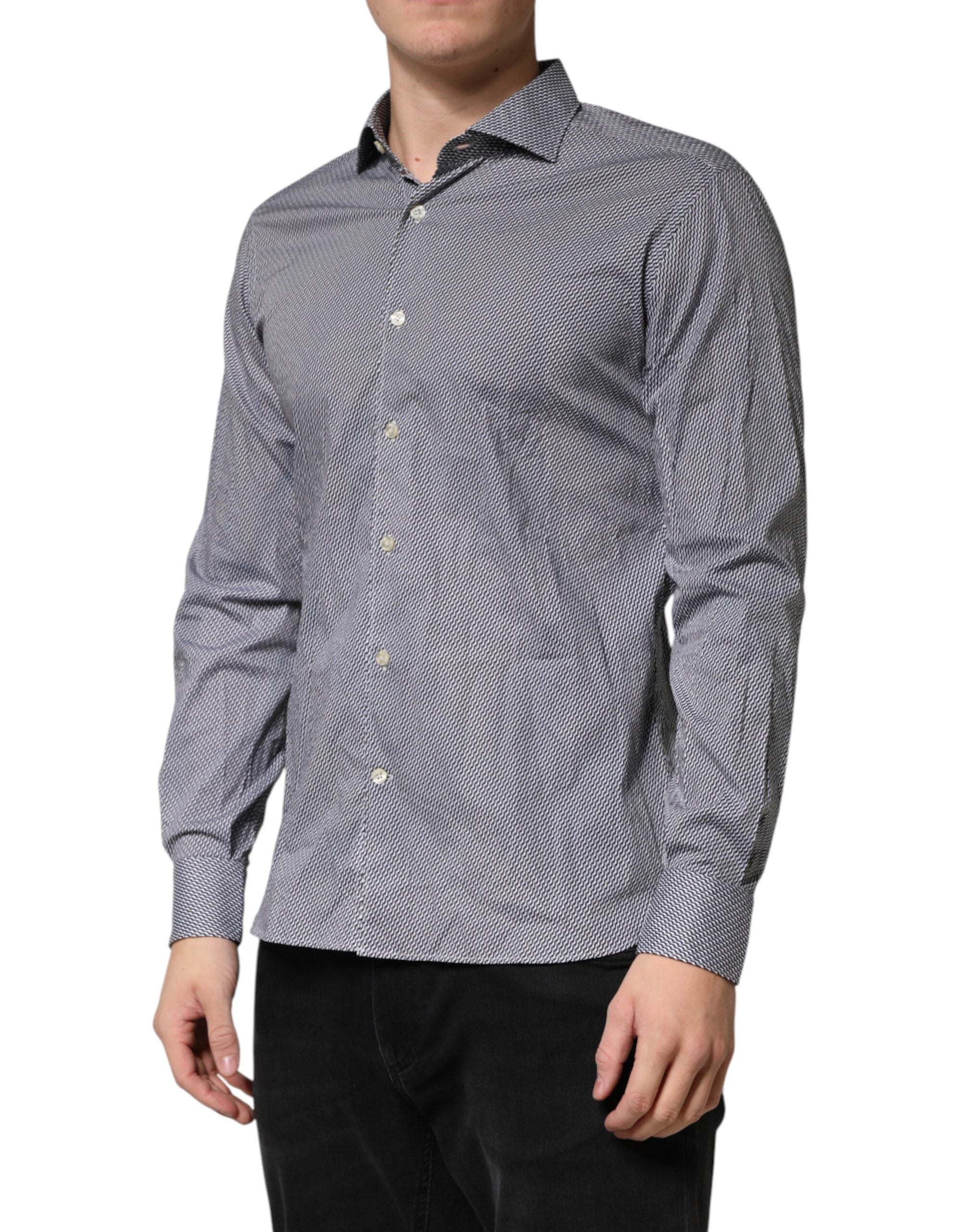 Domenico Tagliente Gray Patterned Long Sleeves Dress Men's Shirt