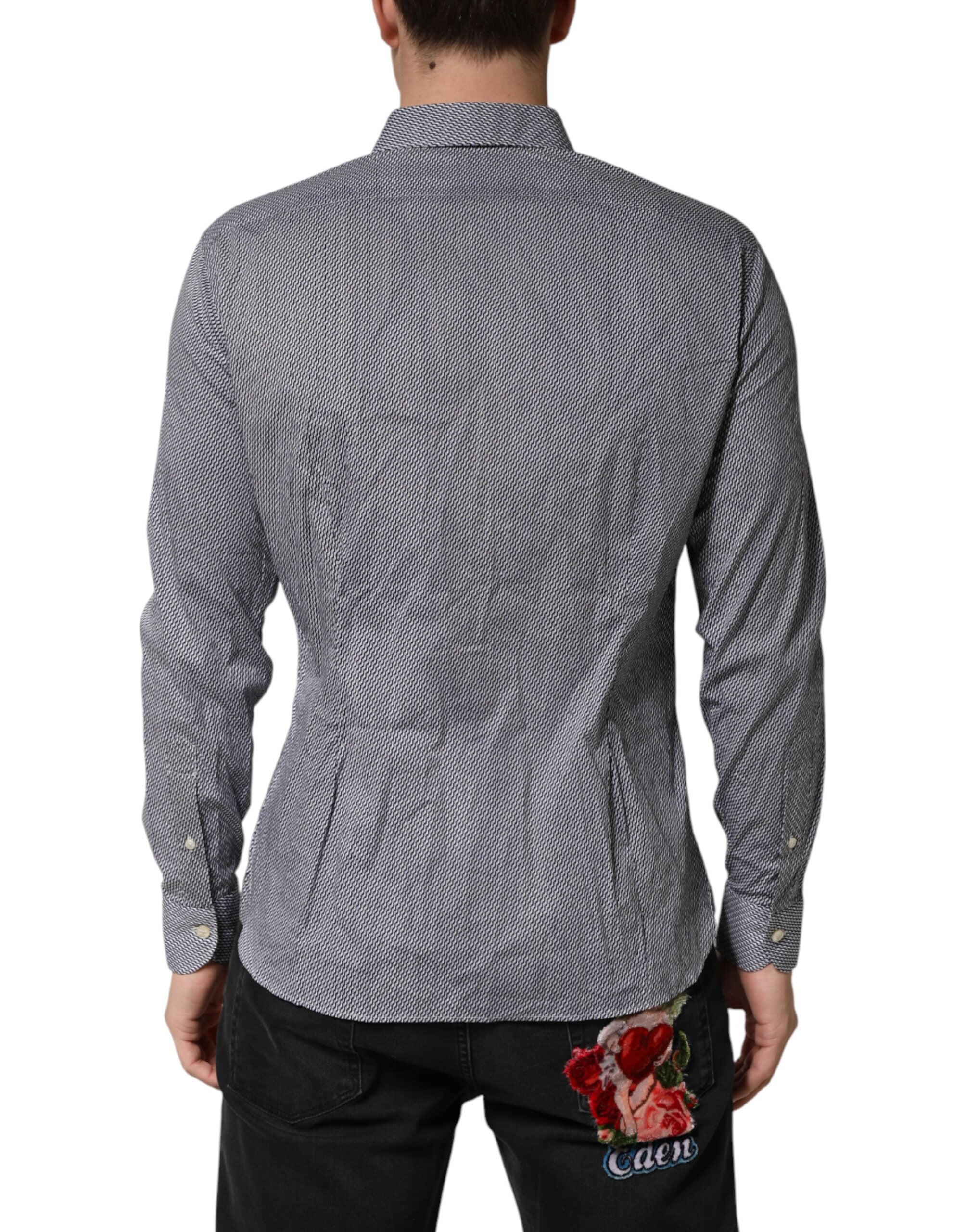 Domenico Tagliente Gray Patterned Long Sleeves Dress Men's Shirt