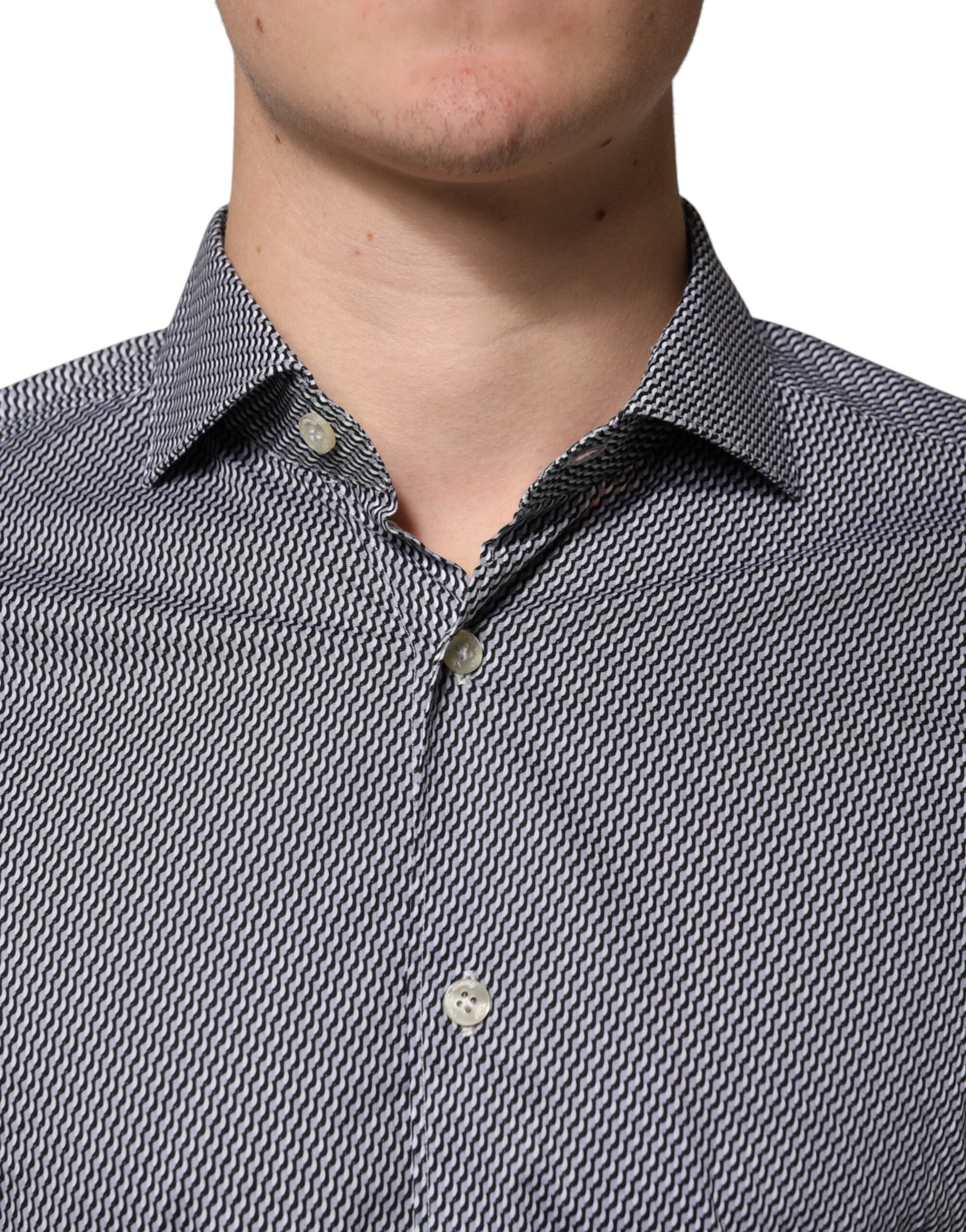 Domenico Tagliente Gray Patterned Long Sleeves Dress Men's Shirt