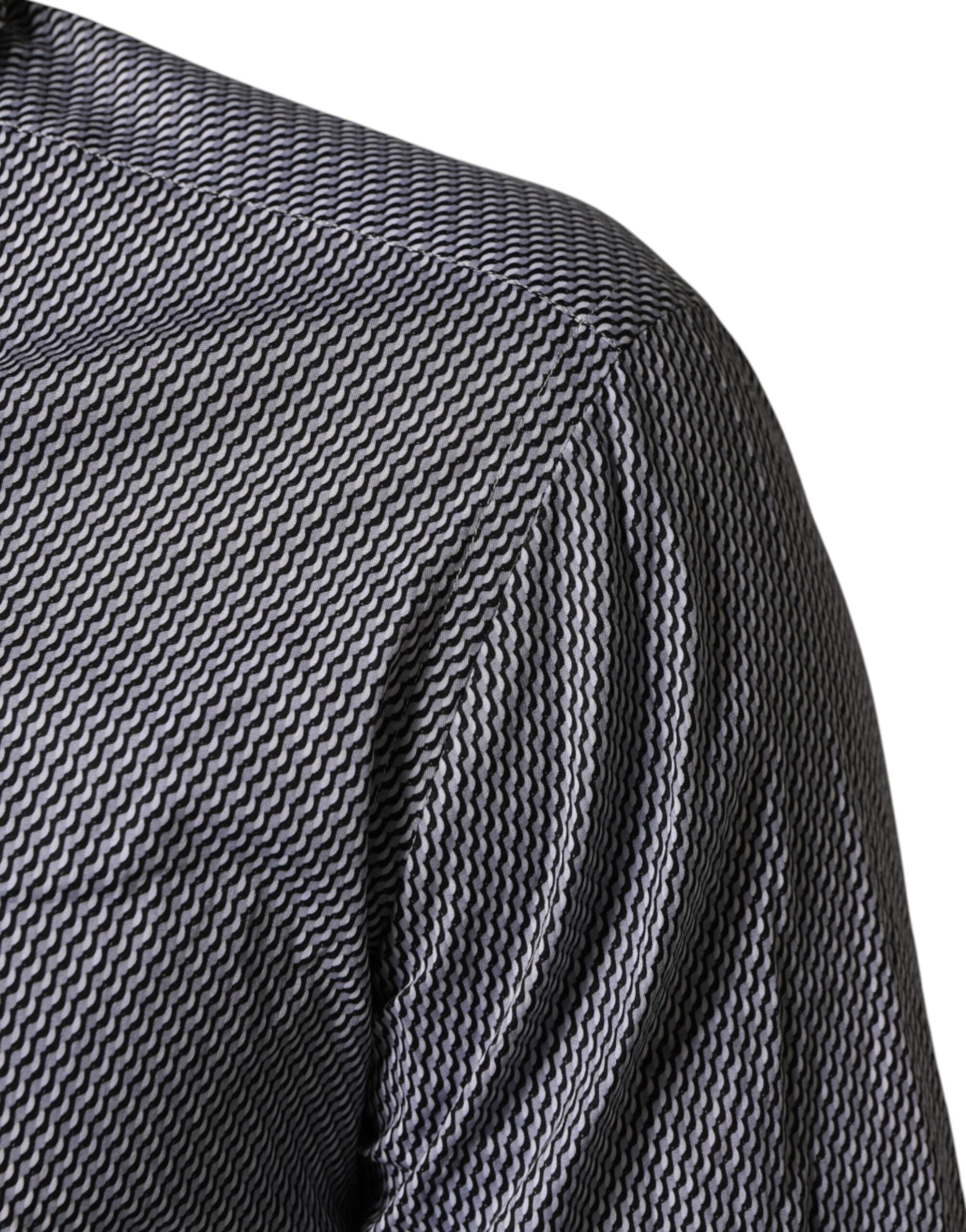 Domenico Tagliente Gray Patterned Long Sleeves Dress Men's Shirt