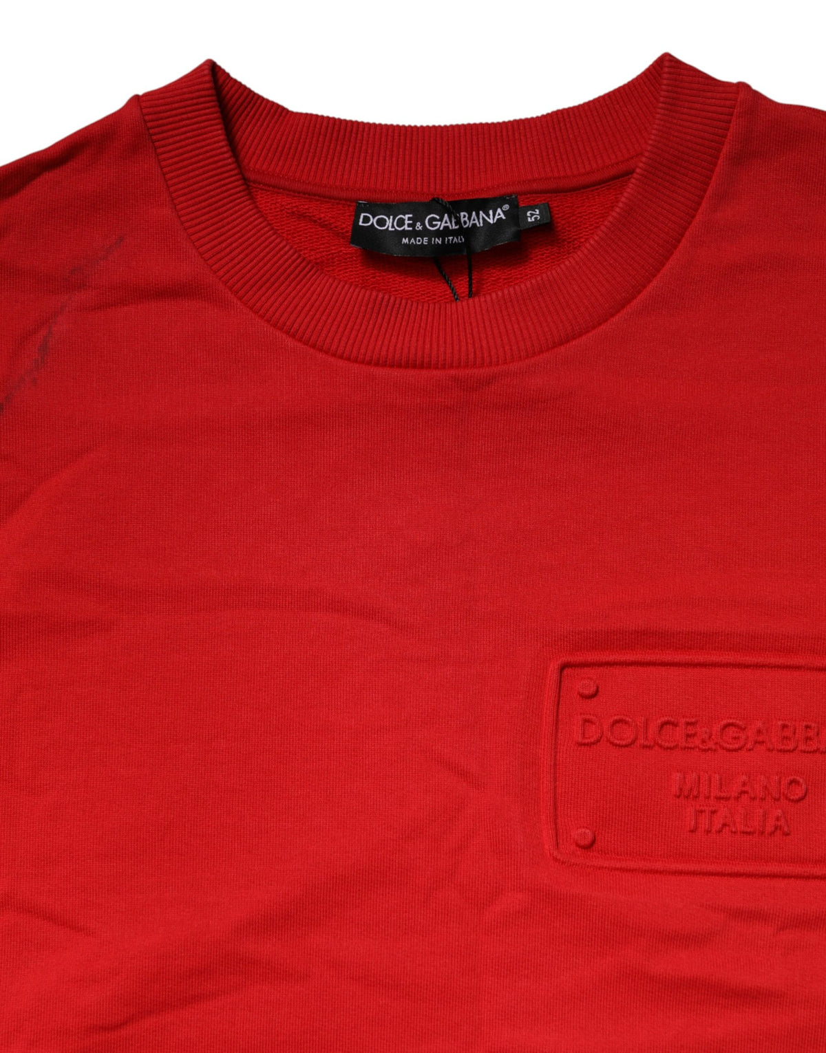 Dolce & Gabbana Red Logo Cotton Crew Neck Sweatshirt Men's Sweater (Pre-Owned)