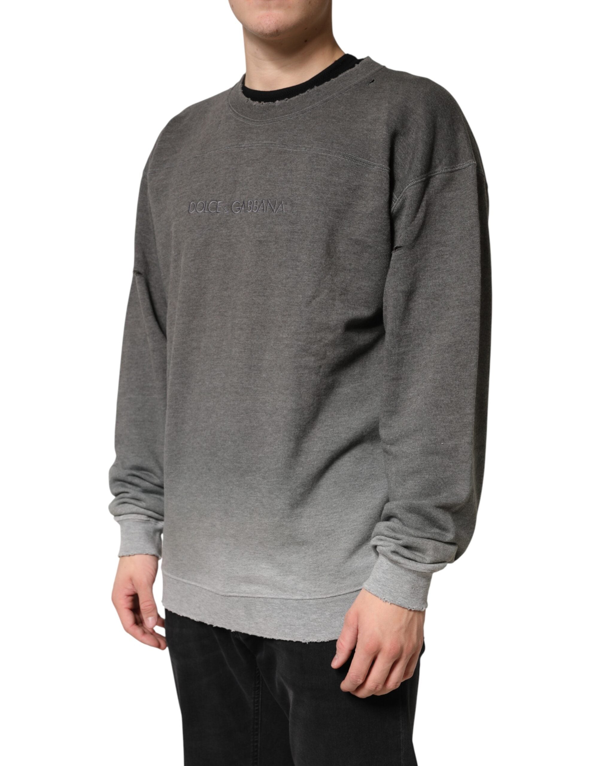 Dolce & Gabbana Gray Cotton Crew Neck Men Sweatshirt Men's Sweater