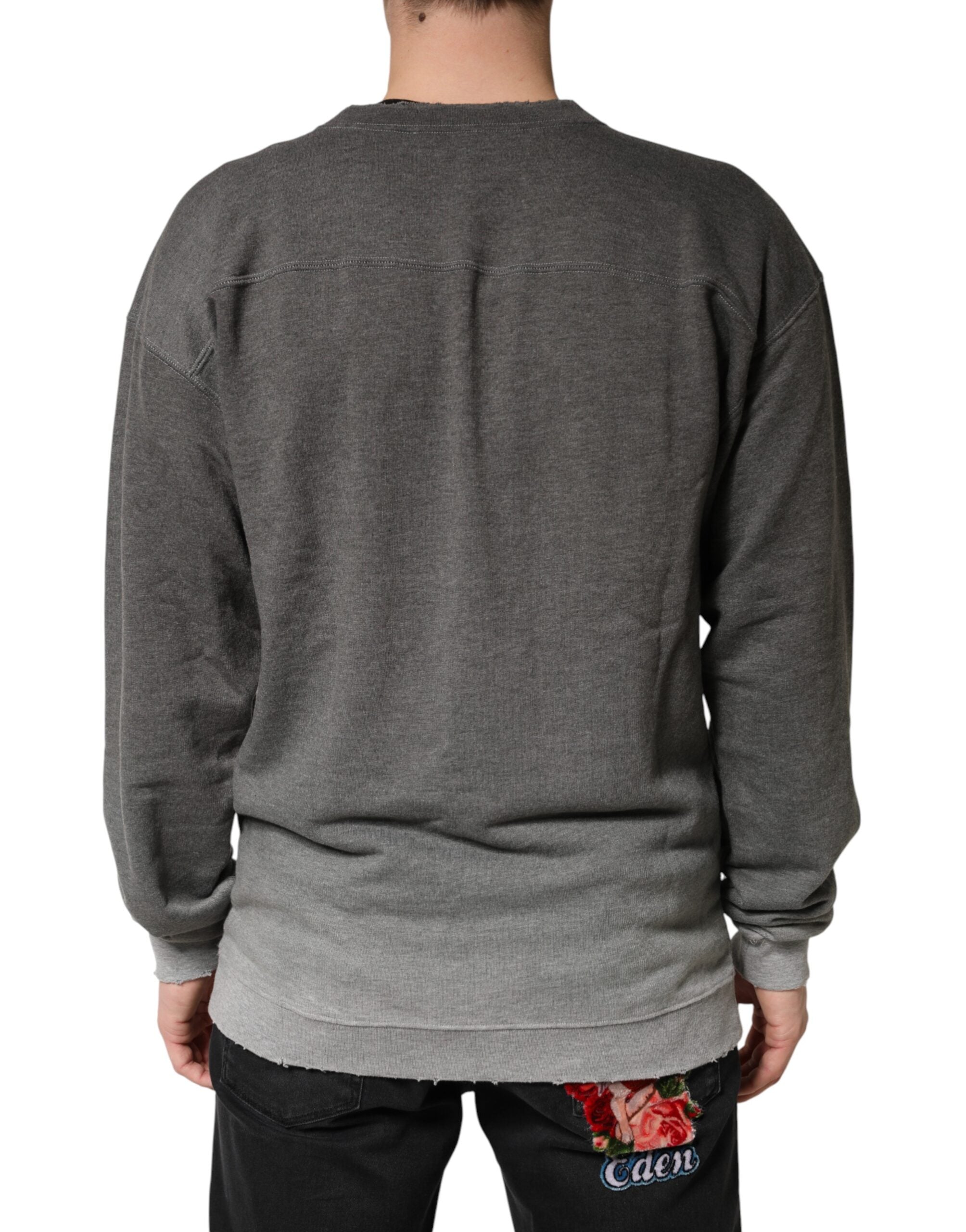 Dolce & Gabbana Gray Cotton Crew Neck Men Sweatshirt Men's Sweater