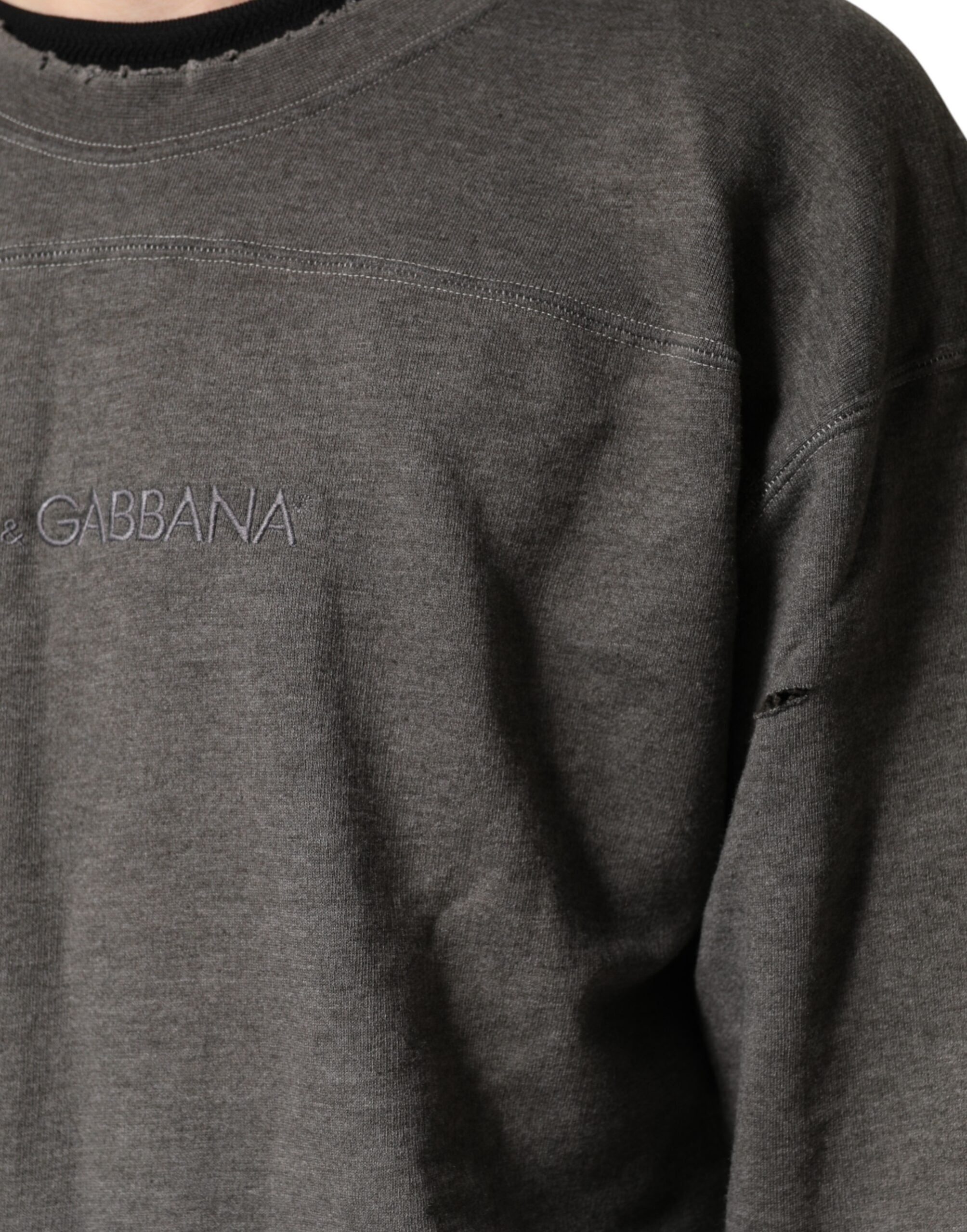 Dolce & Gabbana Gray Cotton Crew Neck Men Sweatshirt Men's Sweater