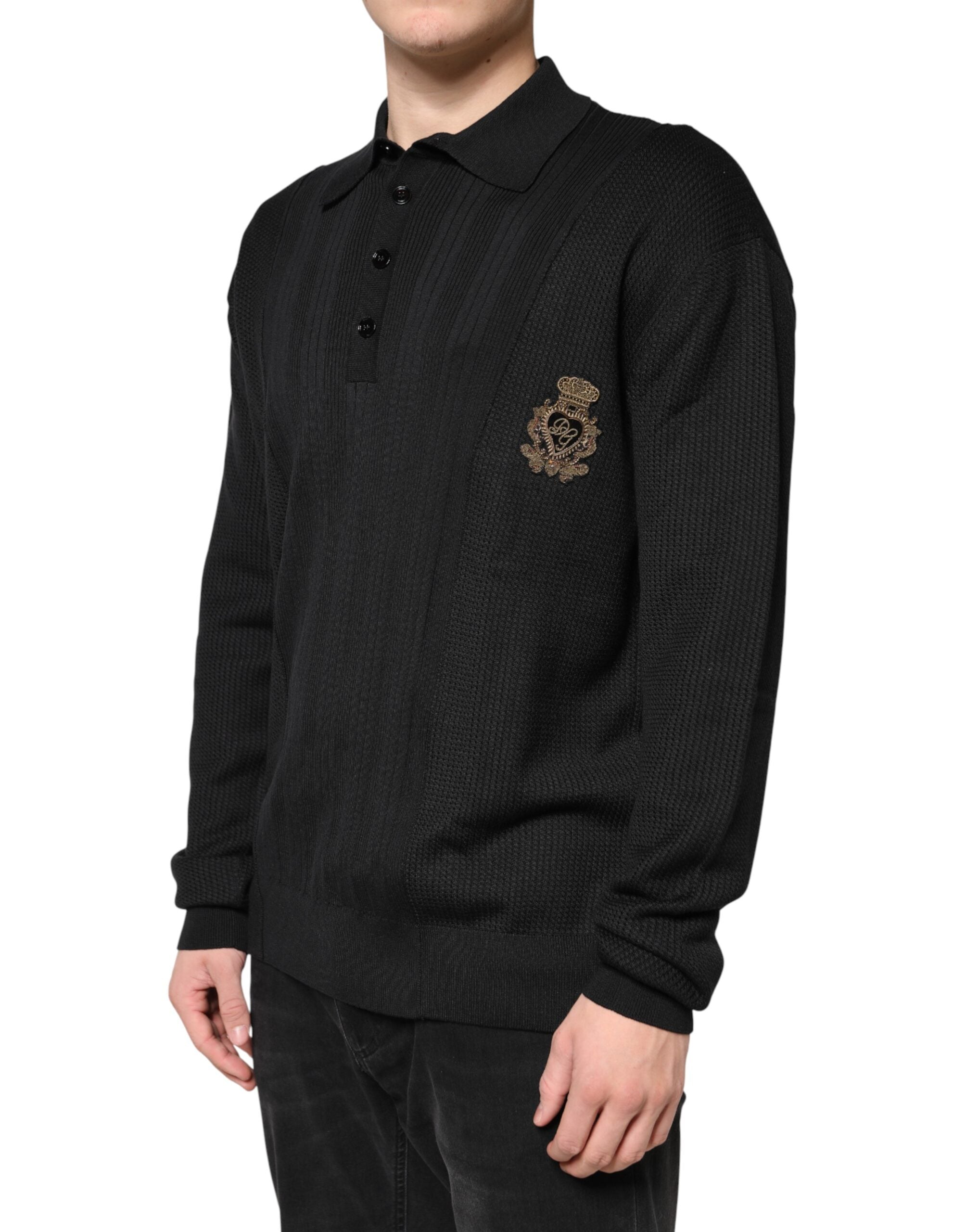 Dolce & Gabbana Black Crest Long Sleeve Men Pullover Men's Sweater